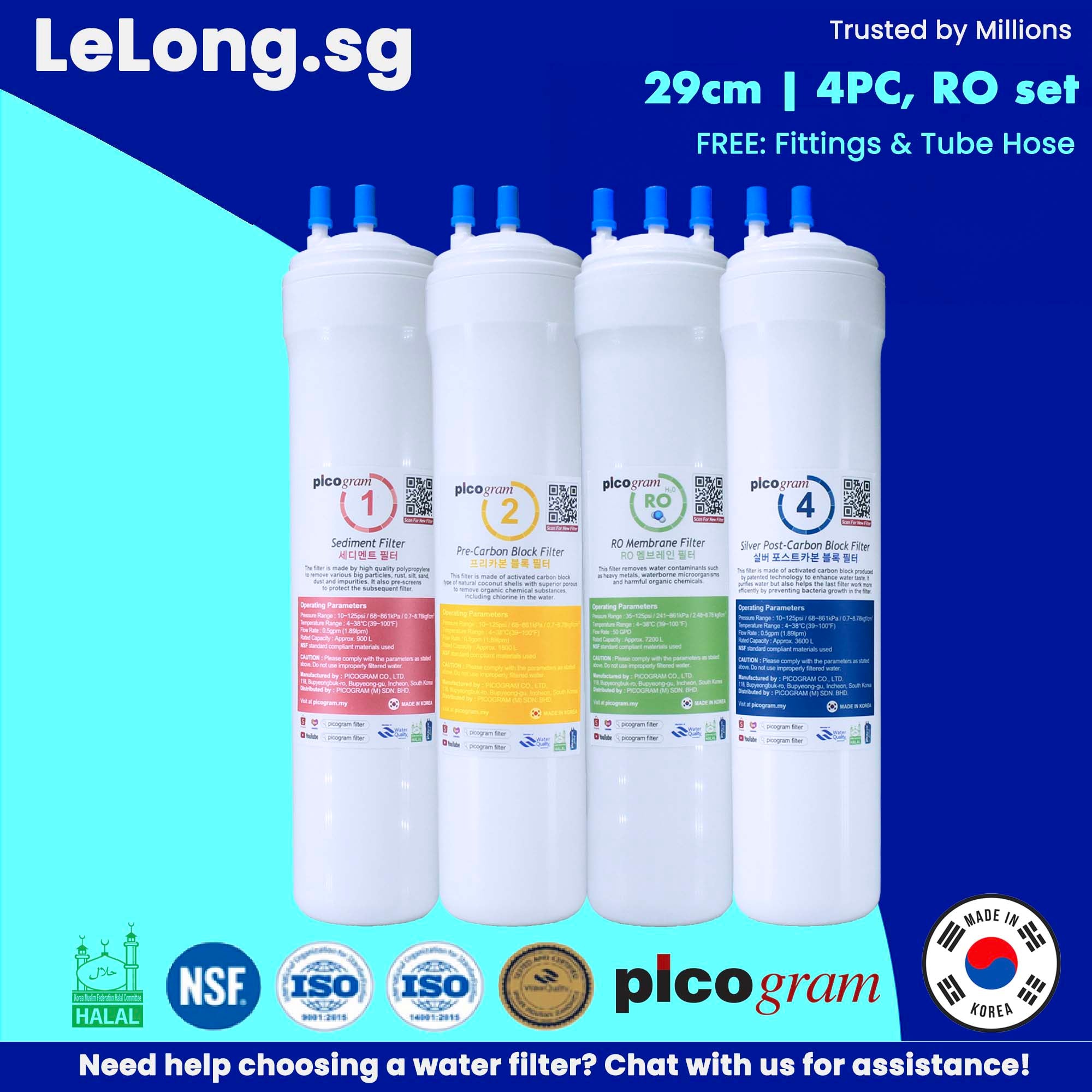 Korea Picogram RO Water Purifier System Replacement Cartridge,