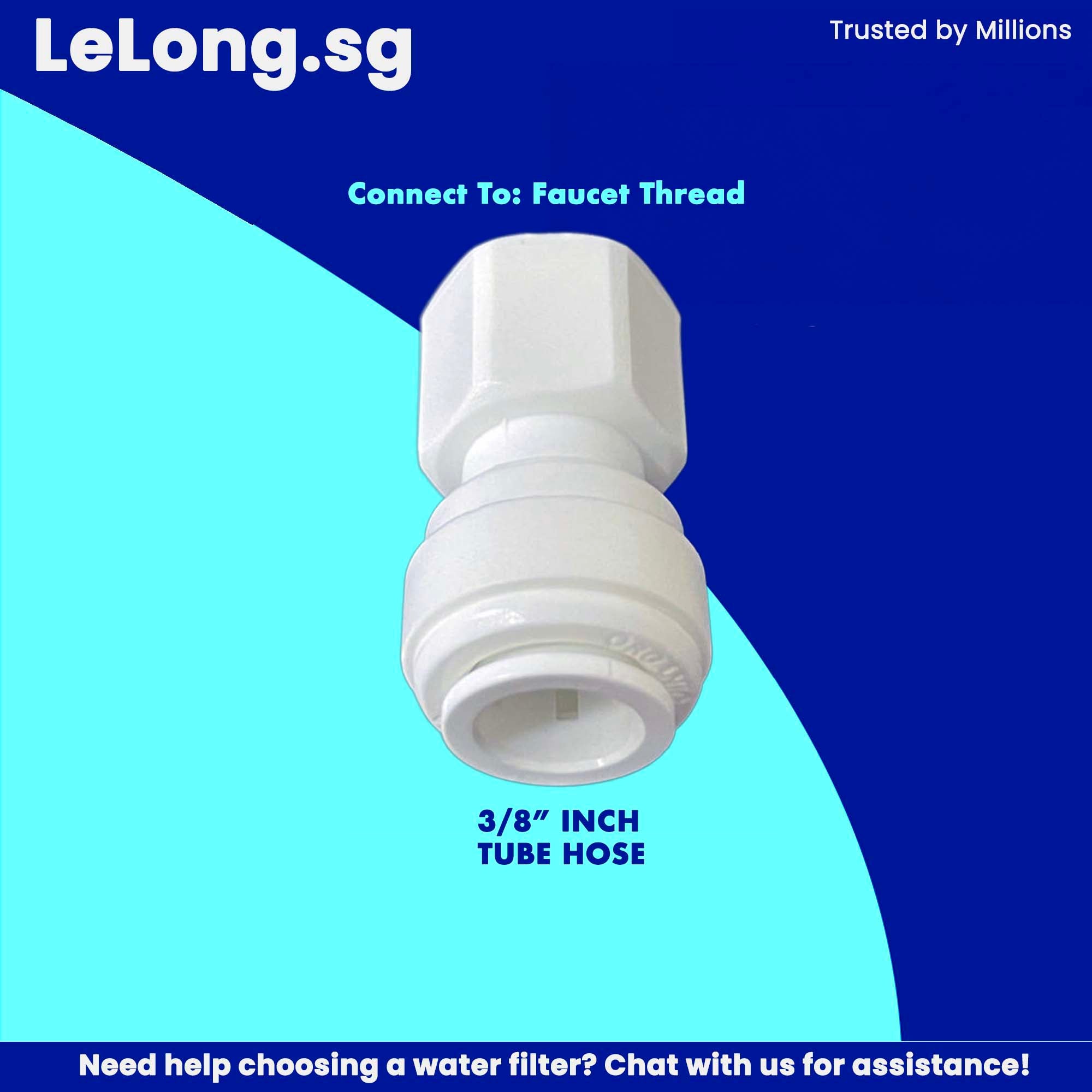 Fitting: 6FC4 - 3/8" PUSH FIT to 7/16" INCH thread mount - Faucet Connector