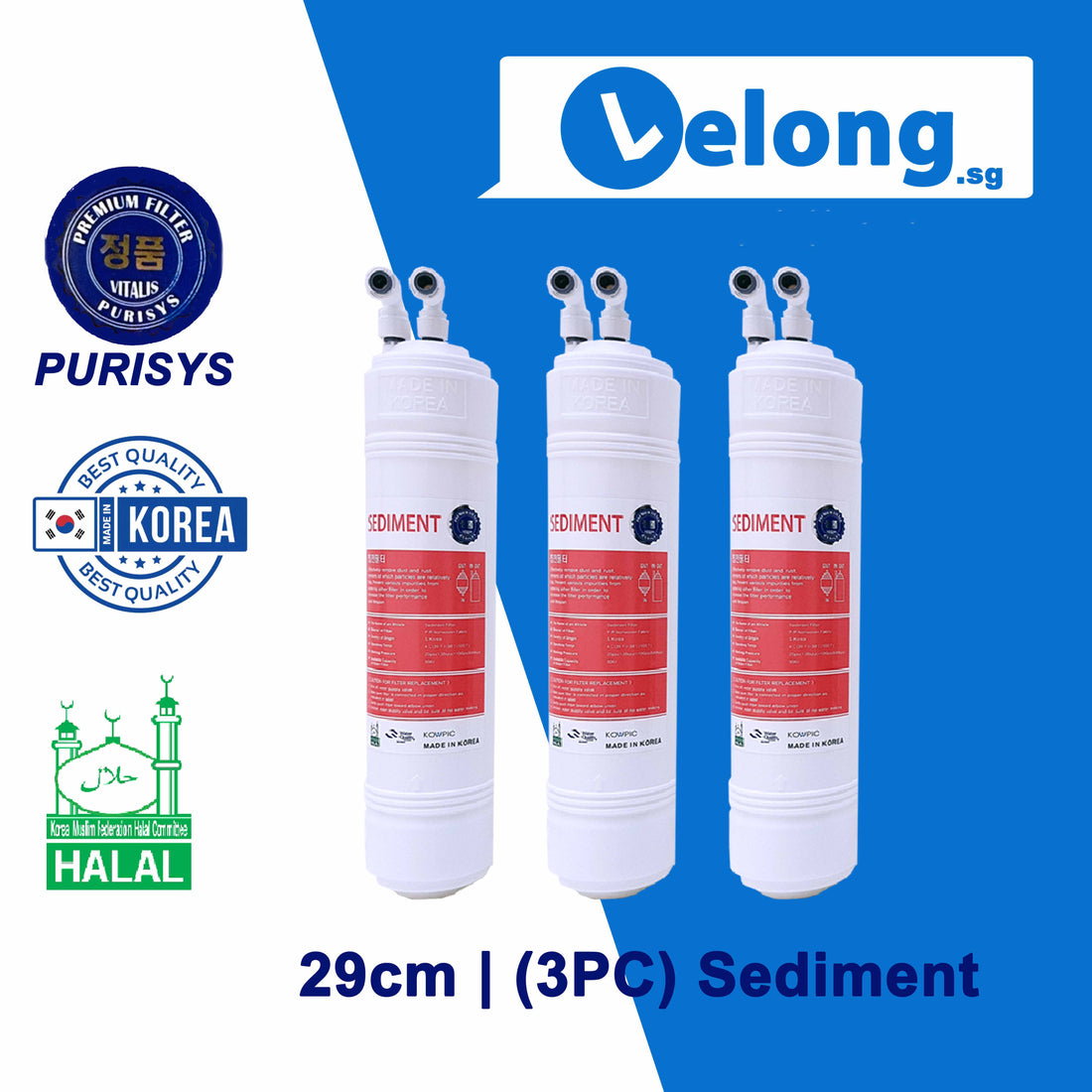 Lelong 29cm PuriSys Korea Water Filter Replacement Filter Cartridge, Water Dispenser, Water Purifier, Filters Cartridges