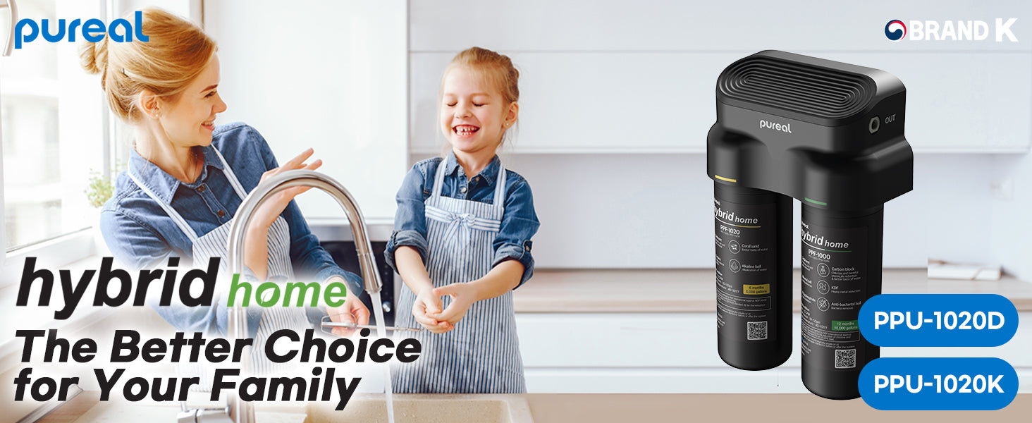 Pureal Hybrid Home PPU1020K Under Sink Water Filter System, 38,000 Litres, NSF 42 & 372, food preparation, cooking, drinking & showering