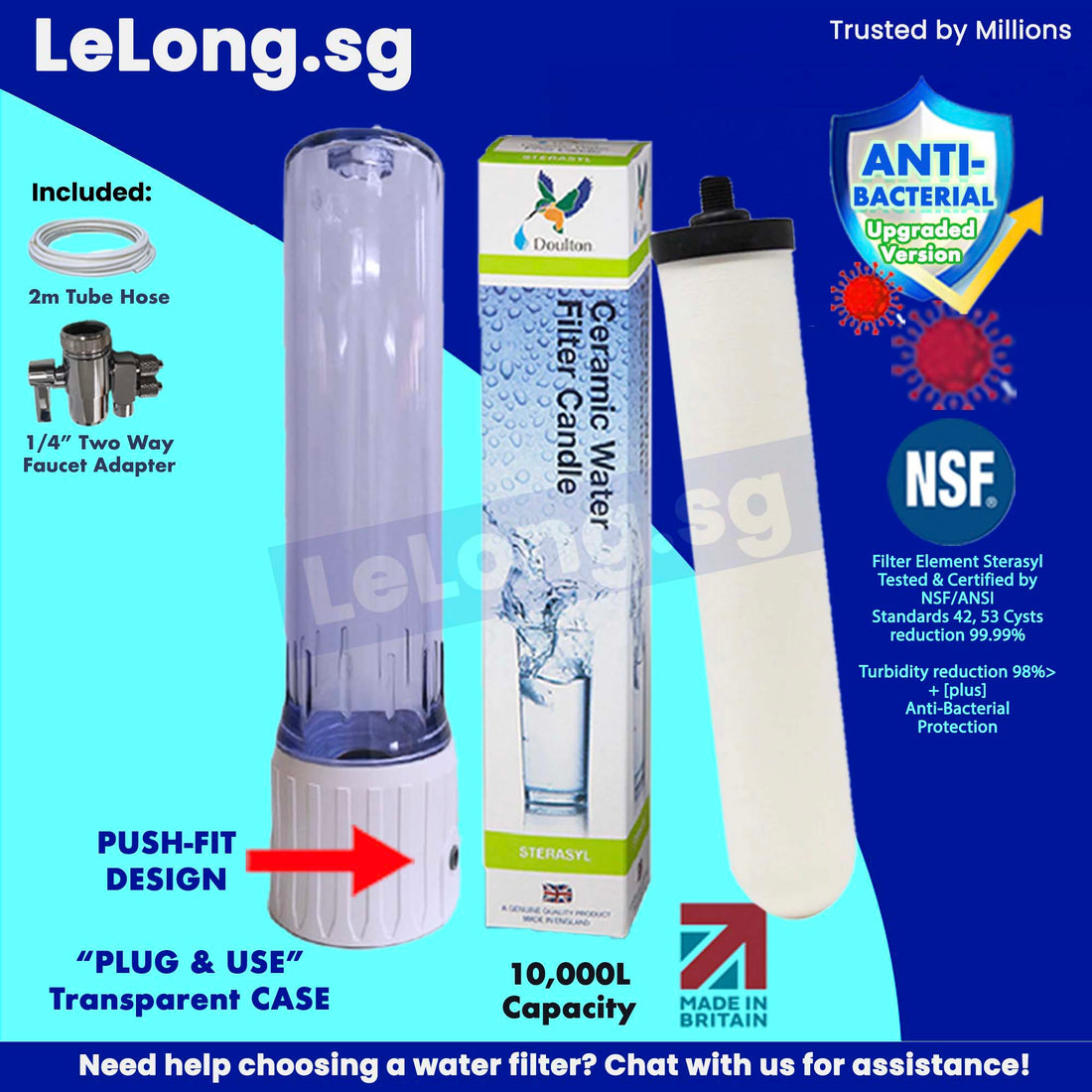 Doulton Sterasyl 9204 Sediment, Rust, Turbidity, Cysts & Antibacterial Protection, for PRE-FILTER USE