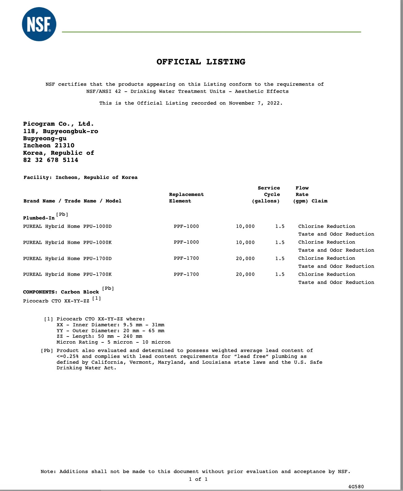 Pureal Hybrid Home PPU1000K Under Sink Water Filter System, 38,000 Litres, NSF 42 & 372, food preparation, cooking, drinking & showering