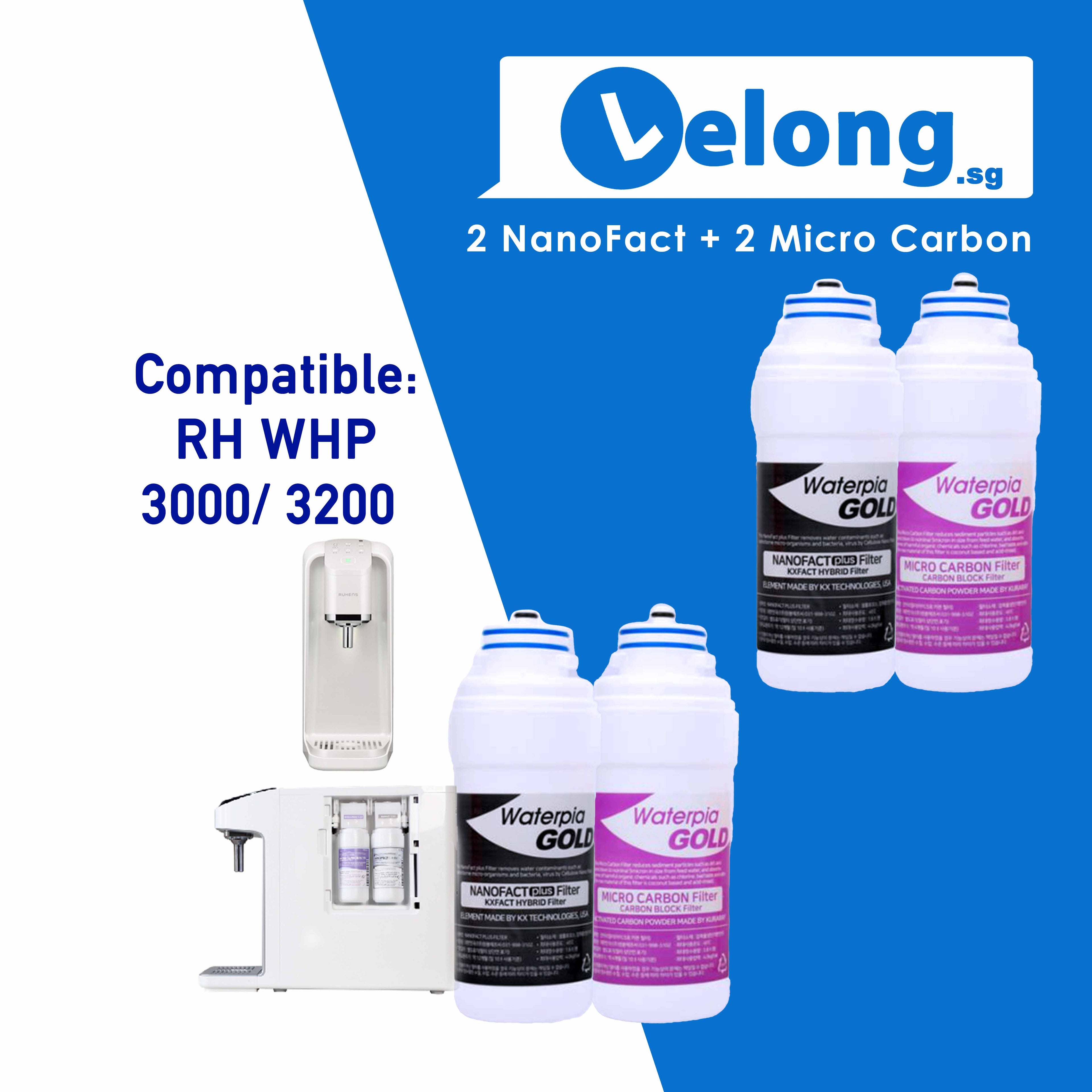RH V series 3000 & RH 2300 & Hydroflux replacement Filter Cartridges Only, Filter 1, 3-in-1 Micro Carbon Filter + Filter 2, NanoFact Filter