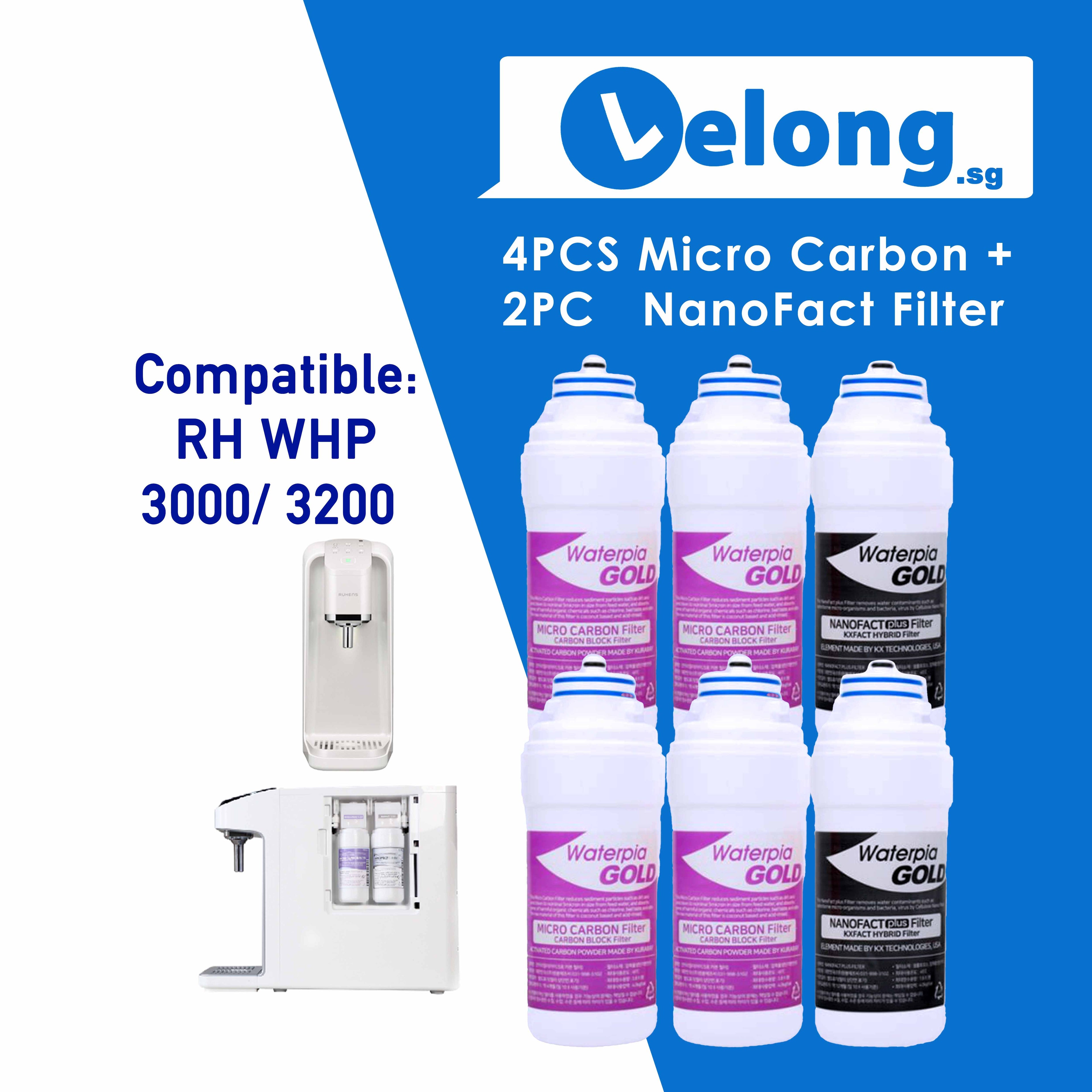 RH V series 3000 & RH 2300 & Hydroflux replacement Filter Cartridges Only, Filter 1, 3-in-1 Micro Carbon Filter + Filter 2, NanoFact Filter