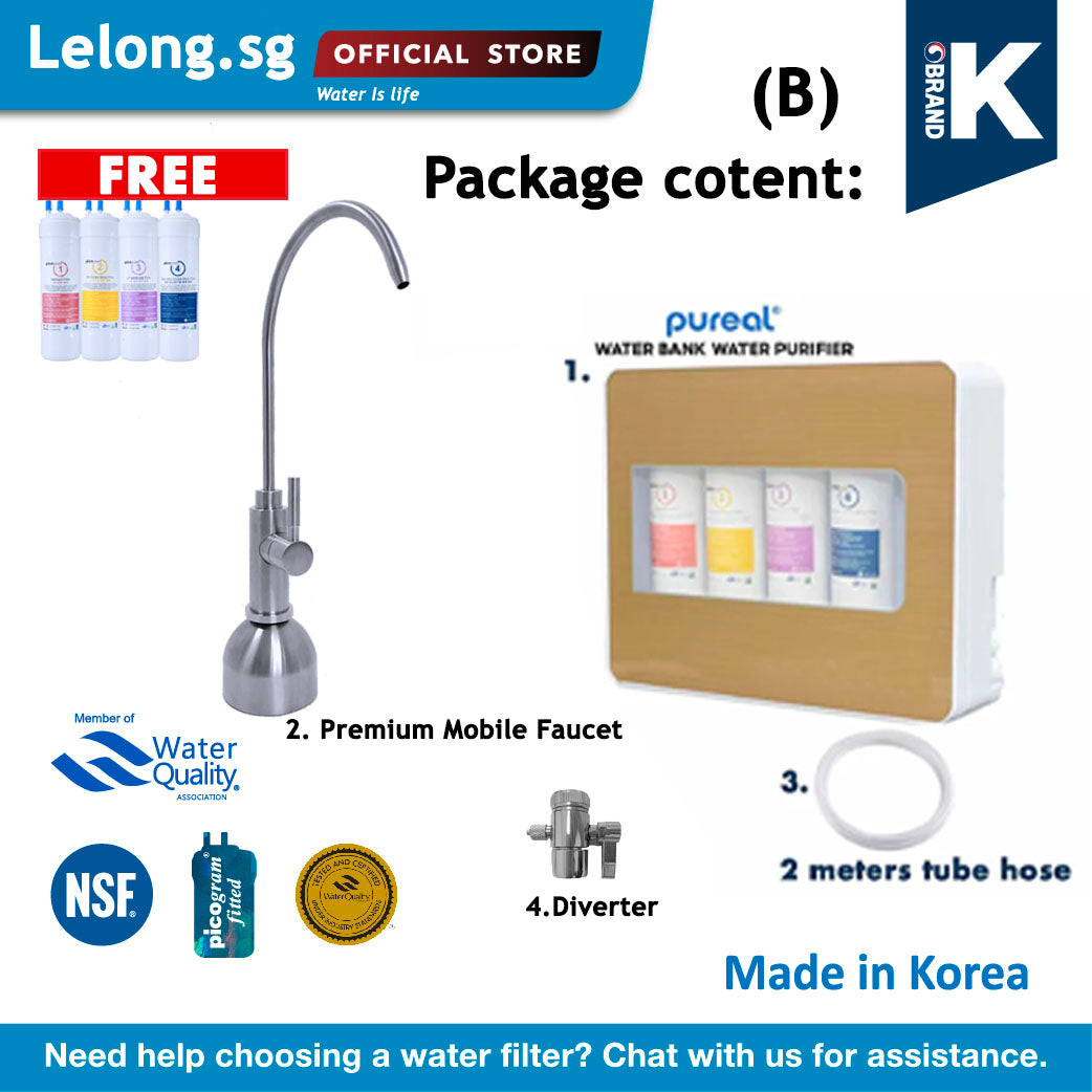 (FREE additional 4 UF set Filters) Premium Korea Brand, Pureal Picogram Made in Korea, Ultra Fine Filtration Water Purifier System