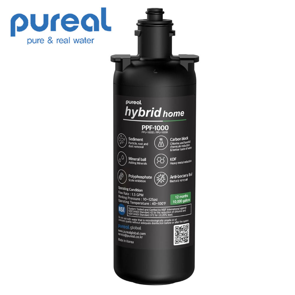 Pureal Hybrid Home PPU1000K Under Sink Water Filter System, 38,000 Litres, NSF 42 & 372, food preparation, cooking, drinking & showering