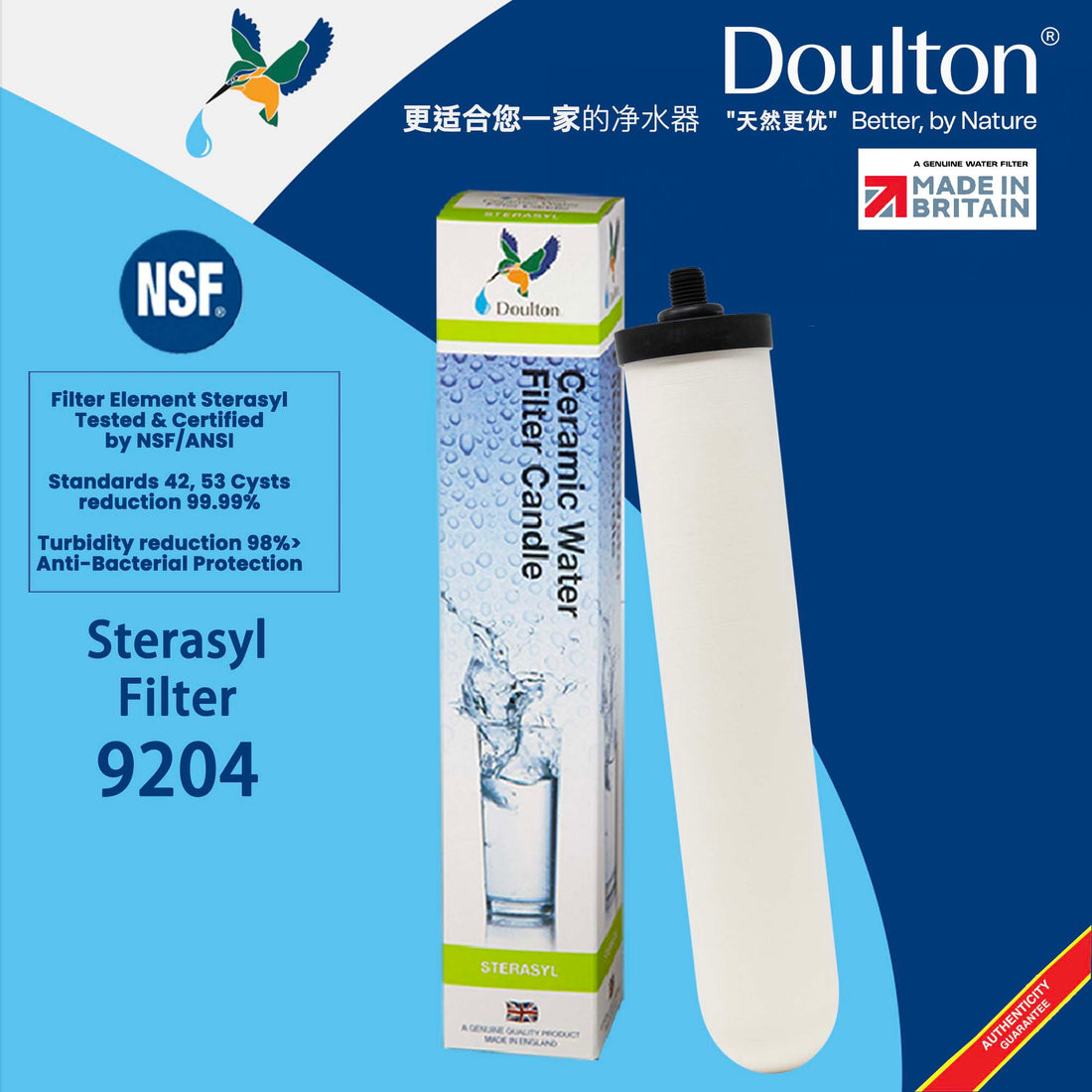 29cm/ 11" Korea ULTRA FILTRATION + HYDROGEN-RICH Water Filtration Replacement Cartridges, UF Membrane, Pre-Carbon, Hydrogen Filter, Post-Carbon Filter+Alkaline Ball+Doulton Sterasyl Filter