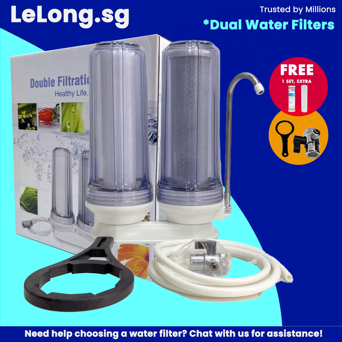 FG DOUBLE FIL HOUS S.ORING 1/4 W/10" XPP+CTO Double Filters Countertop Basic Water Filters System