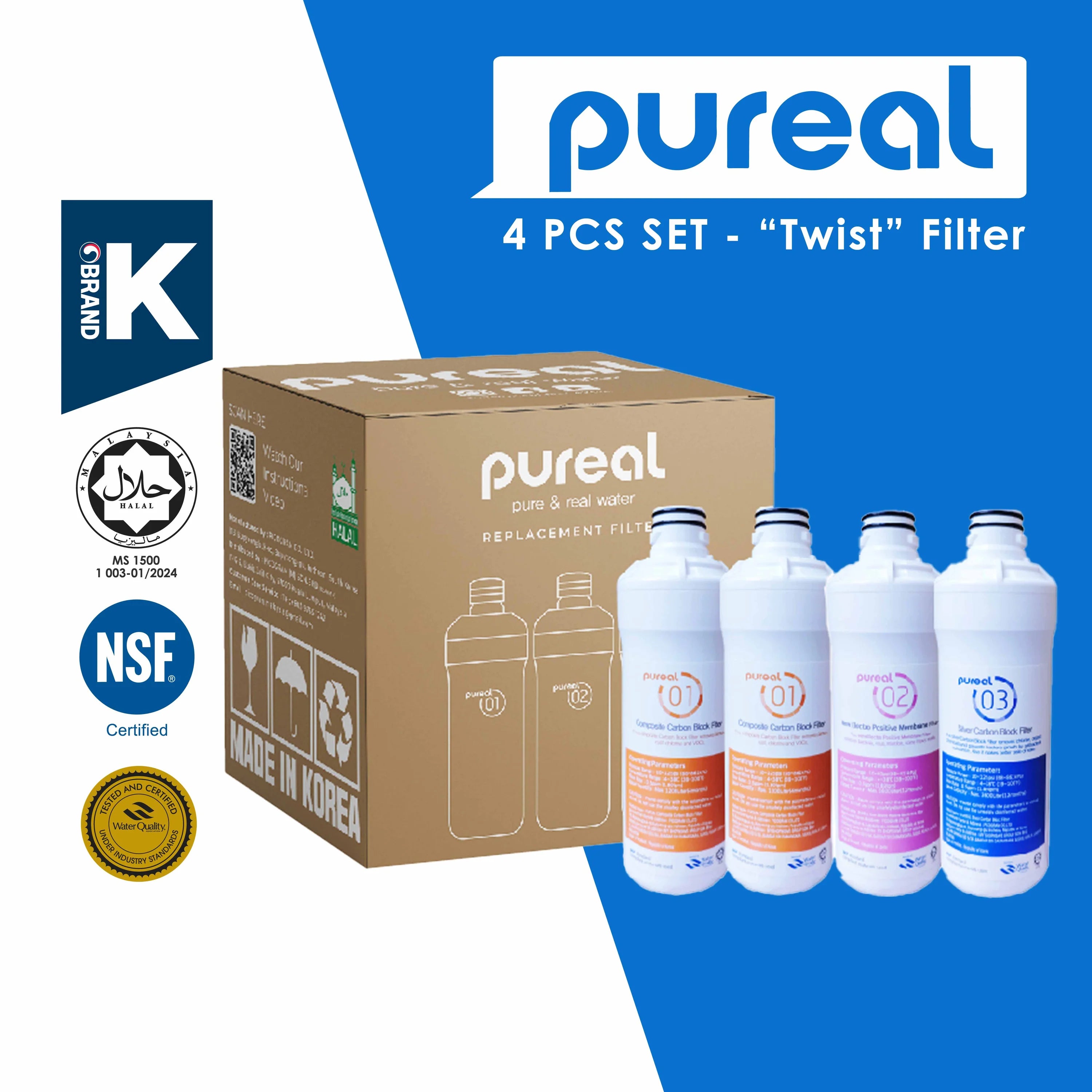 Replacement cartridges, Pureal PPA100, PPU200, PPH200, CounterTop Water Purifier