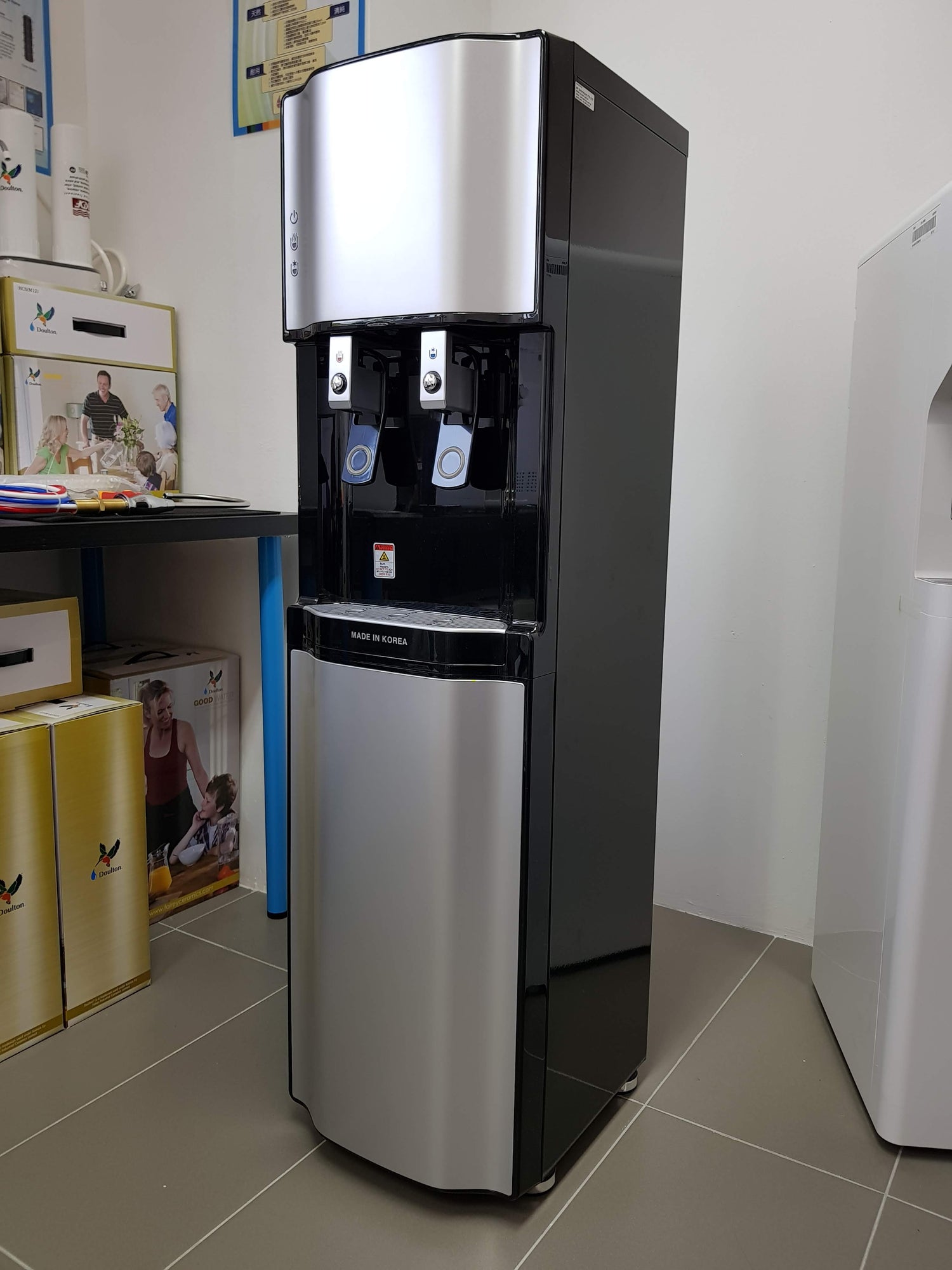 F & C Commercial User, Floor Stand Hot & Cold Filtered Water Dispenser Korea Ultra Filtration 4 Filters Water Purification System