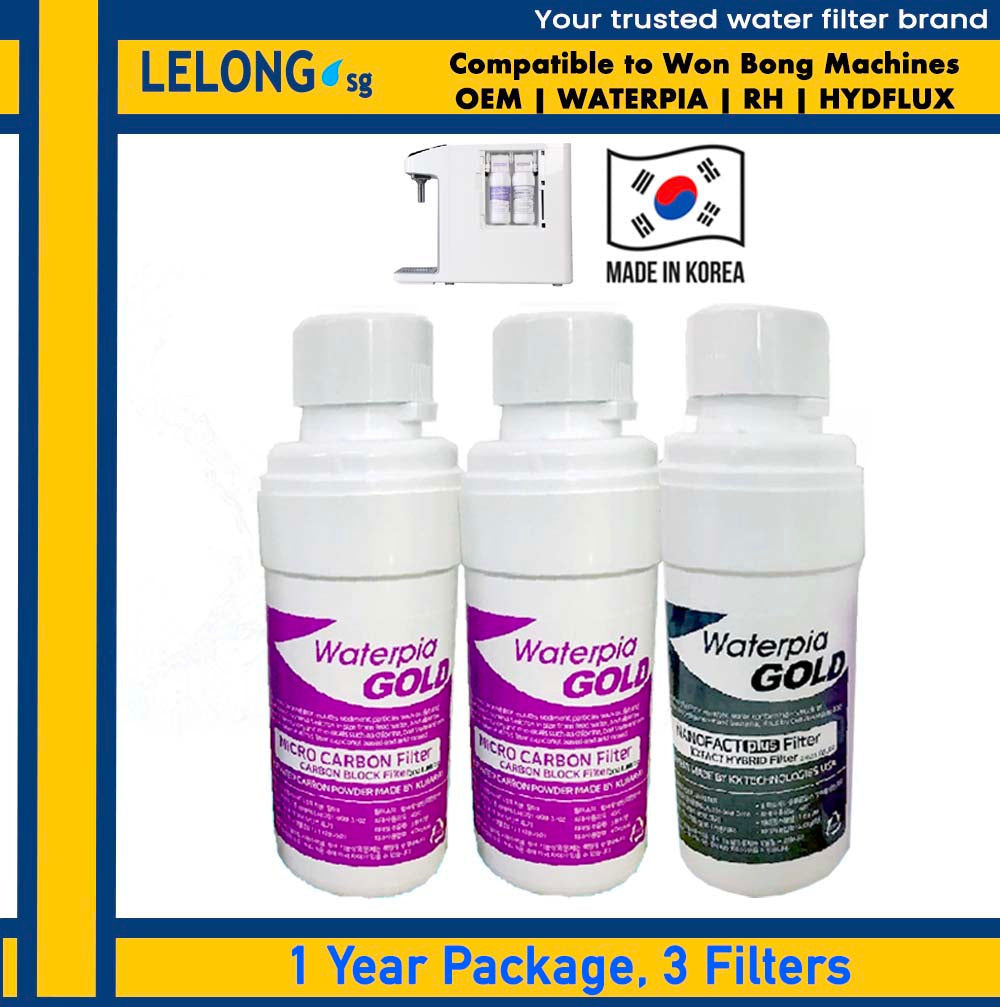 RH V series 3000 & RH 2300 & Hydroflux replacement Filter Cartridges Only, Filter 1, 3-in-1 Micro Carbon Filter + Filter 2, NanoFact Filter