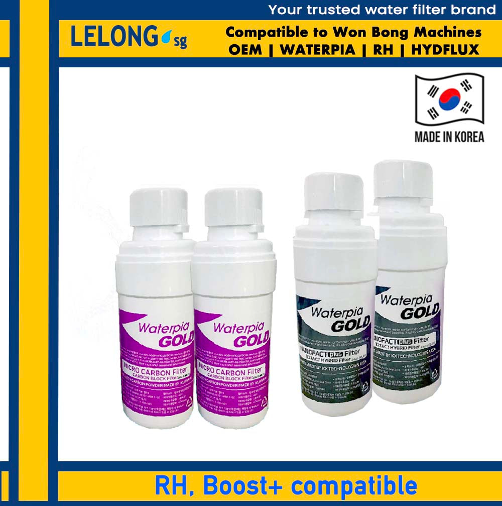 RH V series 3000 & RH 2300 & Hydroflux replacement Filter Cartridges Only, Filter 1, 3-in-1 Micro Carbon Filter + Filter 2, NanoFact Filter