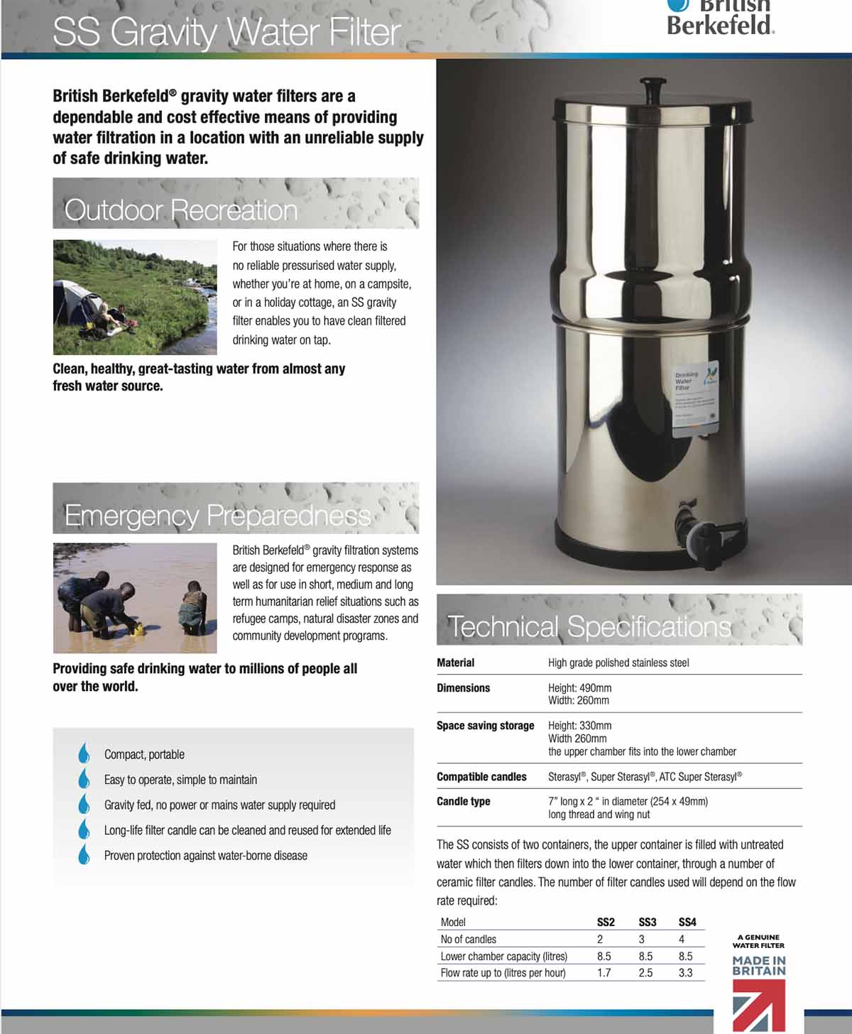 W9361138 THE 8.5LT GRAVITY FILTER ¦ 2 x Ultra Sterasyl Elements ¦ British Berkefeld