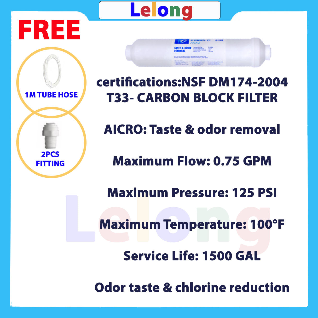 KEMFLO TAIWAN T33 CARBON AICRO NSF Cartridge