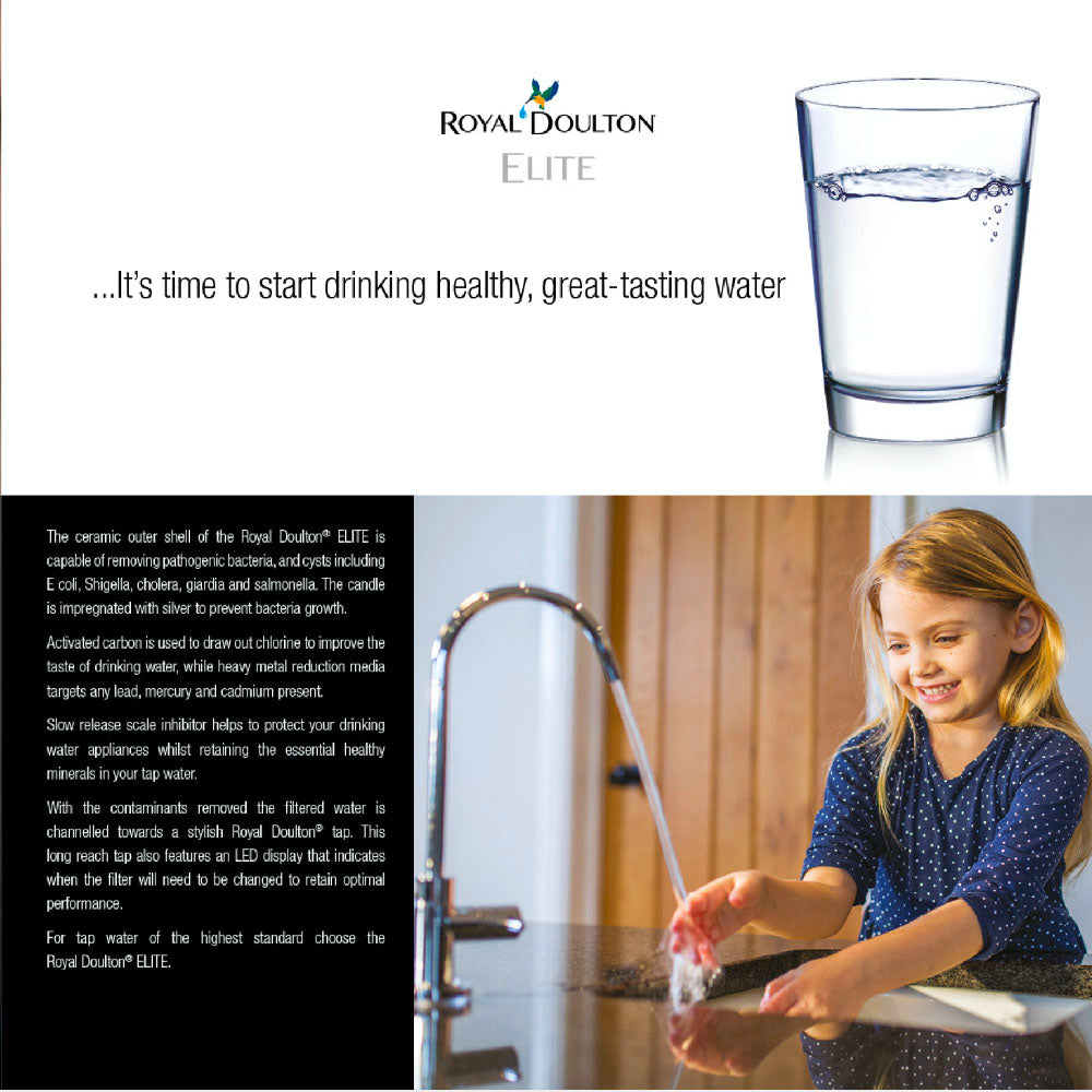 Royal Doulton Elite advanced premium drinking water purifier system, Optimized for significant reduction of fluoride in drinking water