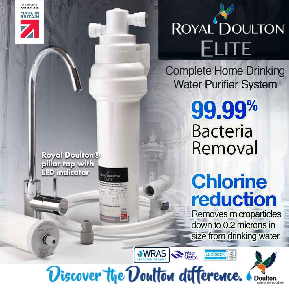 Royal Doulton Elite advanced premium drinking water purifier system, Optimized for significant reduction of fluoride in drinking water