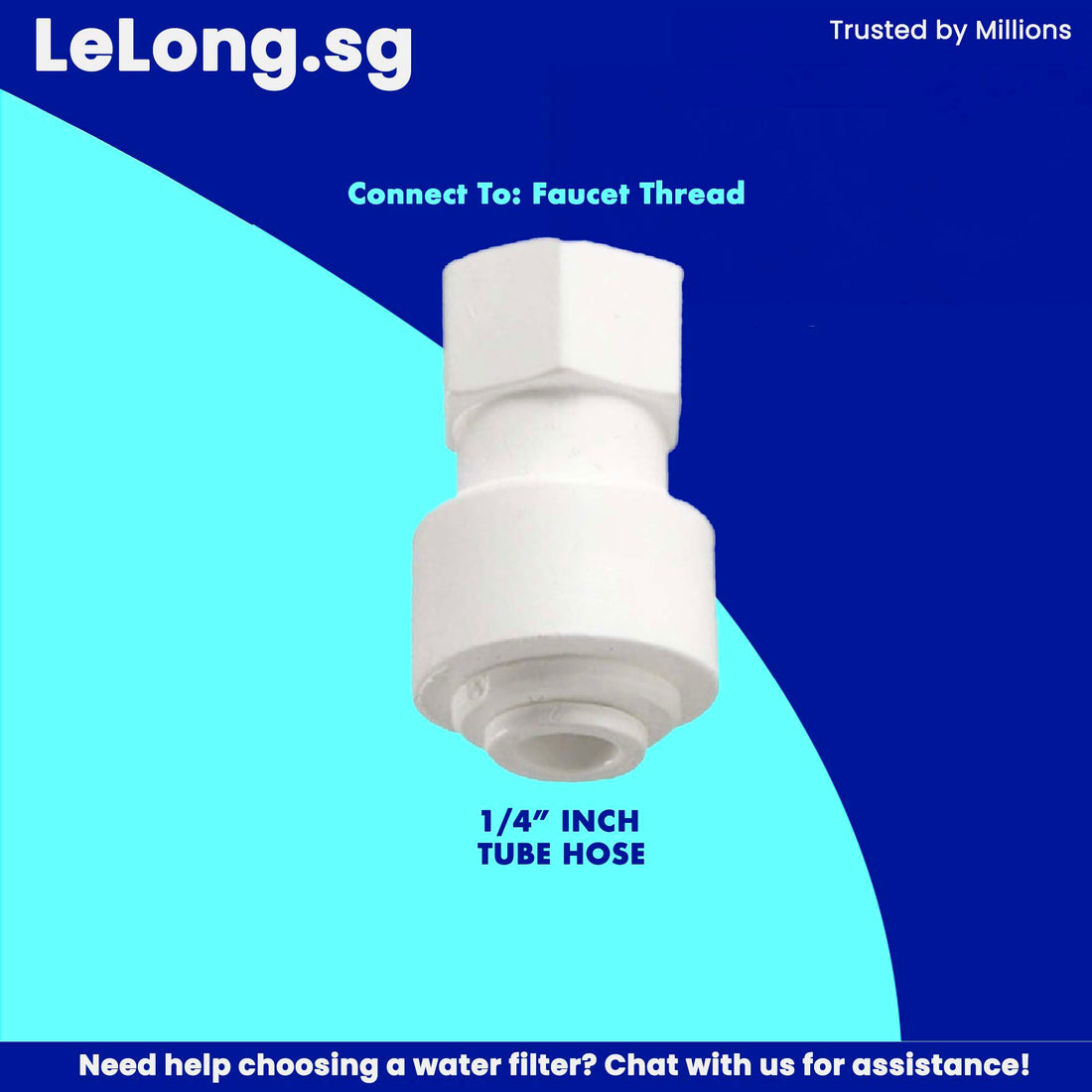 Fitting: 4FC4 - 1/4" PUSH FIT to 7/16" INCH thread mount - Faucet Connector