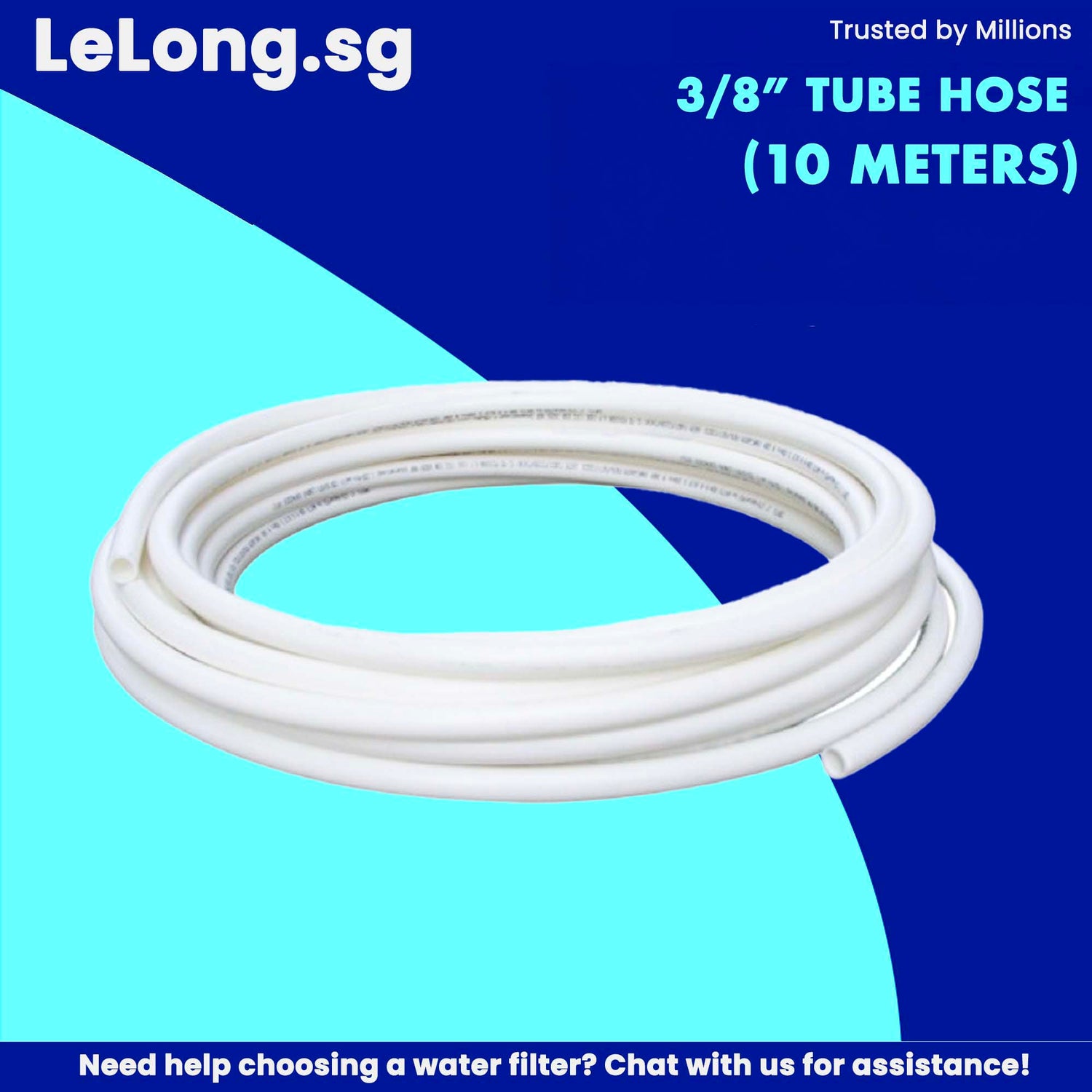 3/8&quot; inch - 9.5mm, HARD White Tube Hose, Water Filter Tube Hose