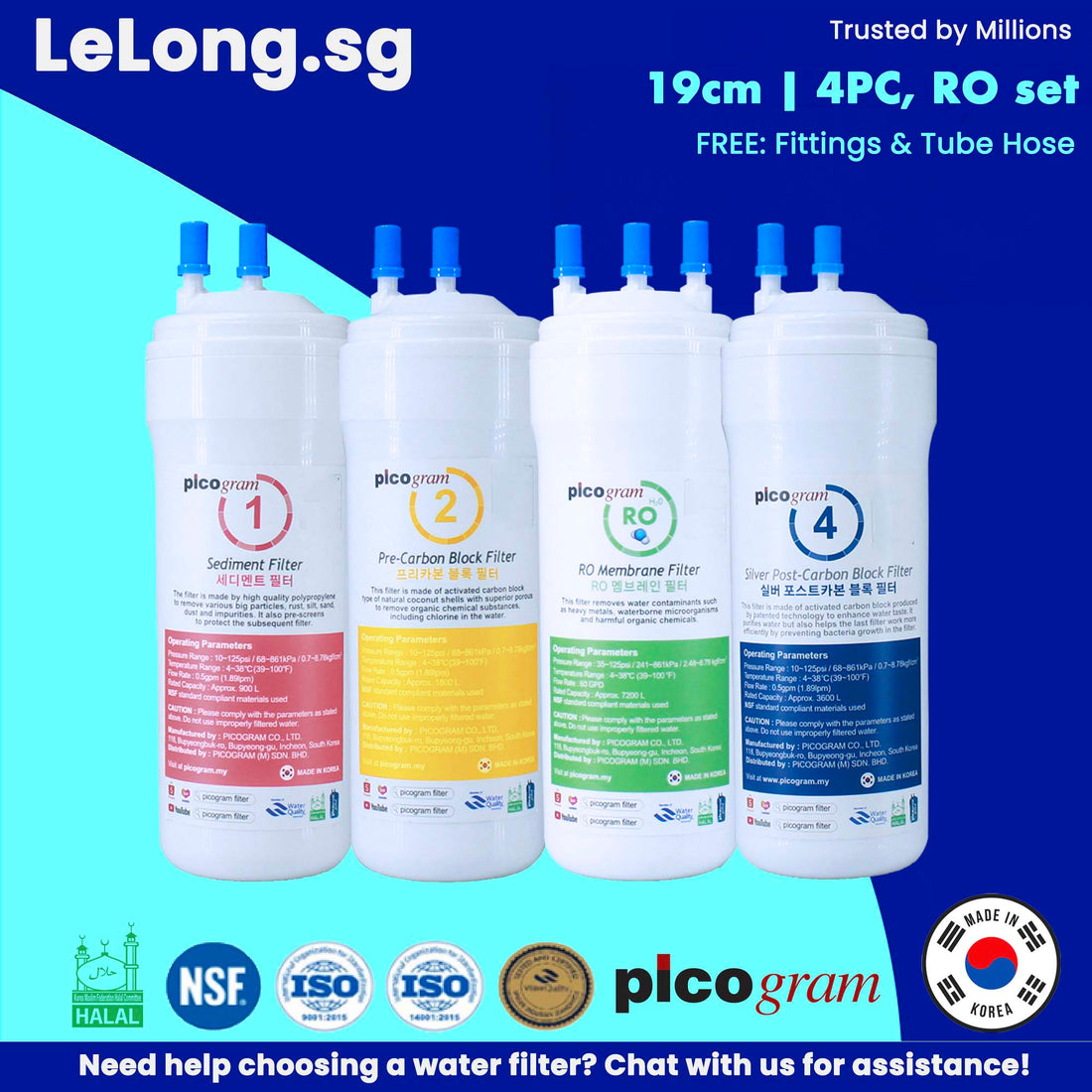 Korea Picogram RO Water Purifier System Replacement Cartridge,