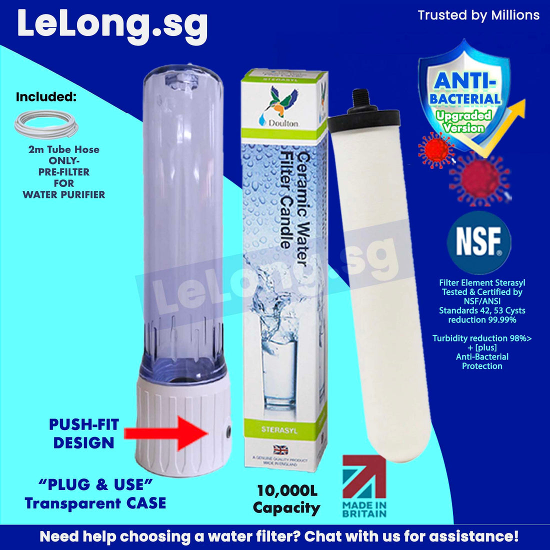 10" Ceramic Water Filter Housing OR with Doulton Sterasyl NSF Filter element