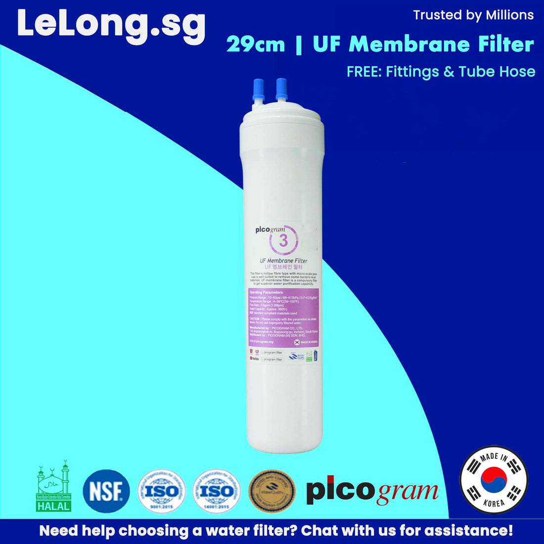 29cm/ 11" Korea Halal UF MEMBRANE Water Filter Cartridge Ultra Filtration 99.99% bacterial Free Inline U Type Water Purifier Replacement Cartridge Water Filter Cartridge Korea Water Filter Korea Water Filter Cartridge Korea Filter