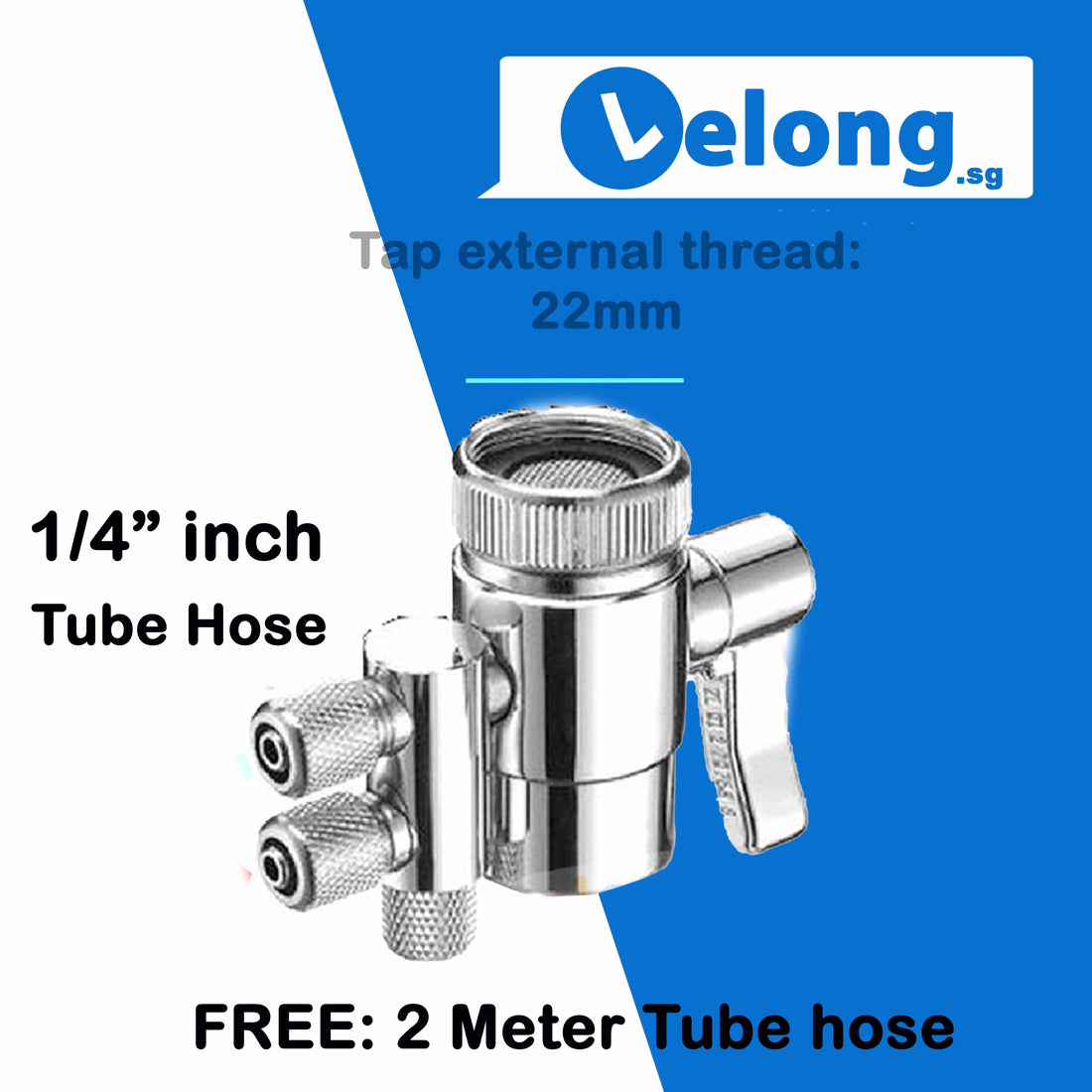2 Ways Faucet Adapter, 1/4 inches input output, 2 Ways Faucet Diverter for water filters system