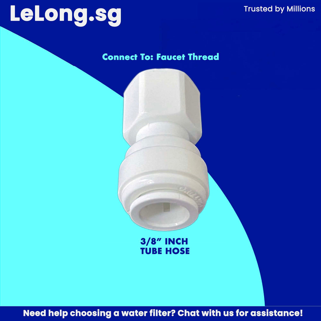 Fitting: 6FC4 - 3/8" PUSH FIT to 7/16" INCH thread mount - Faucet Connector