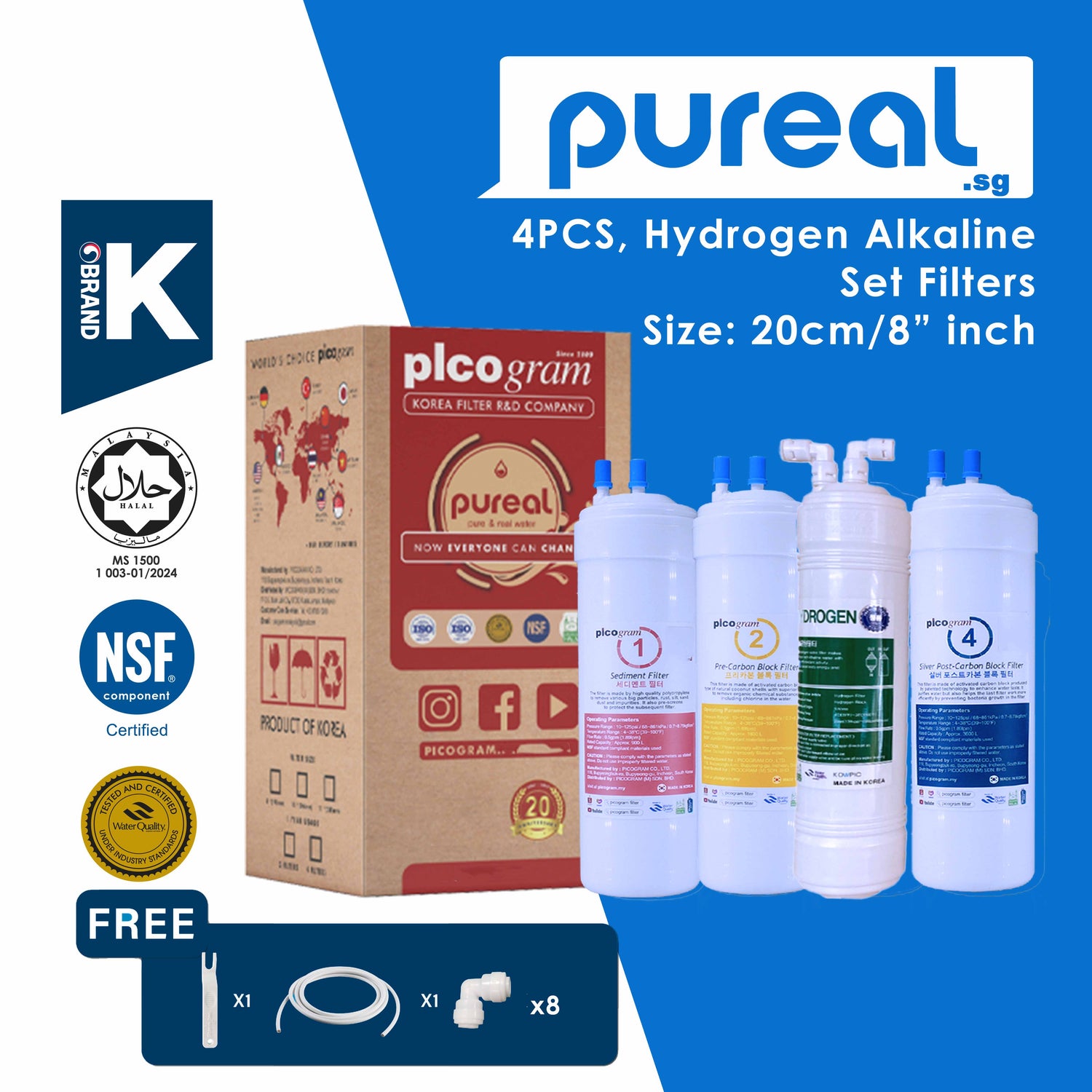 4PC Hydrogen-Rich set / Korea PIcogram Water Filter Cartridges