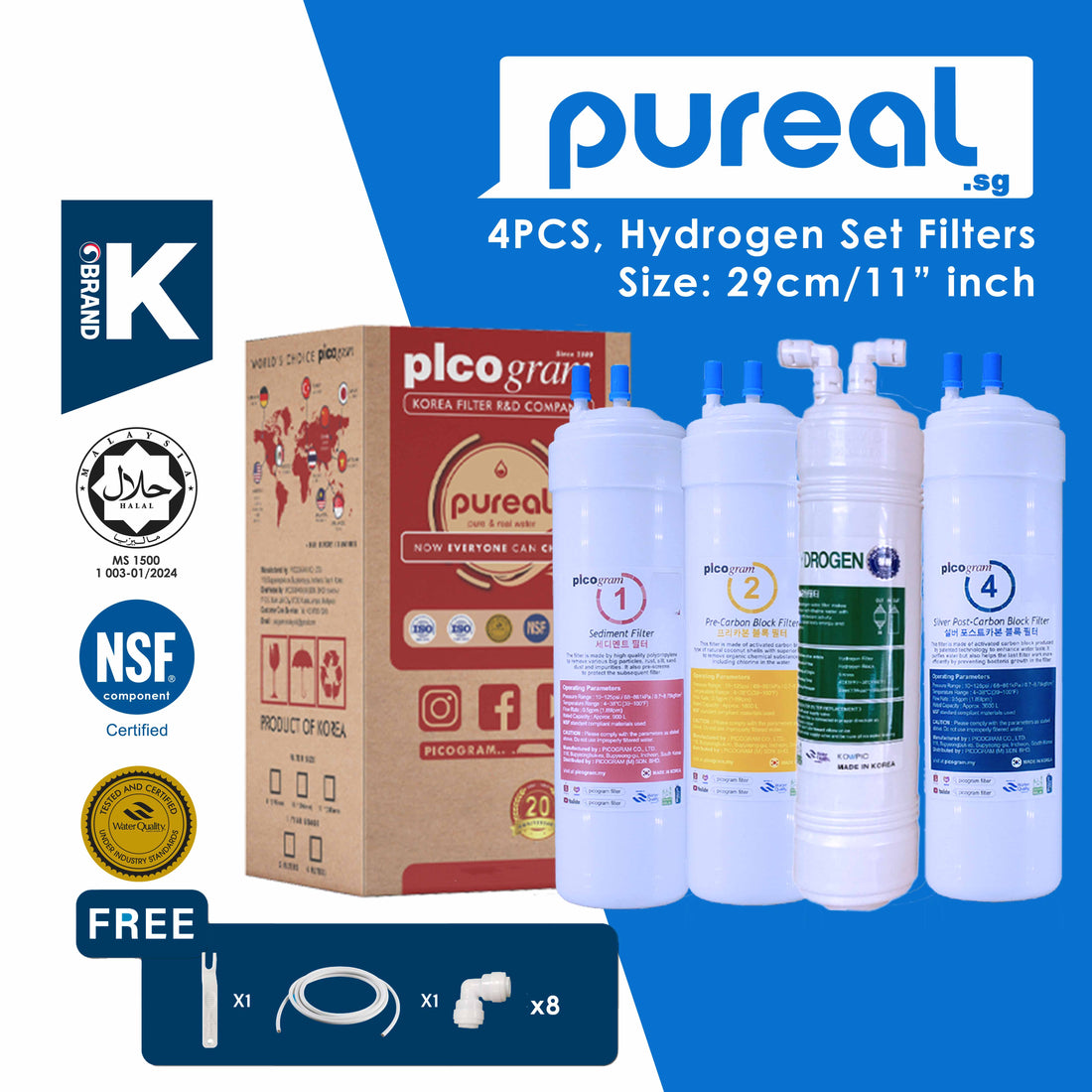 4PC Hydrogen-Rich set / Korea PIcogram Water Filter Cartridges