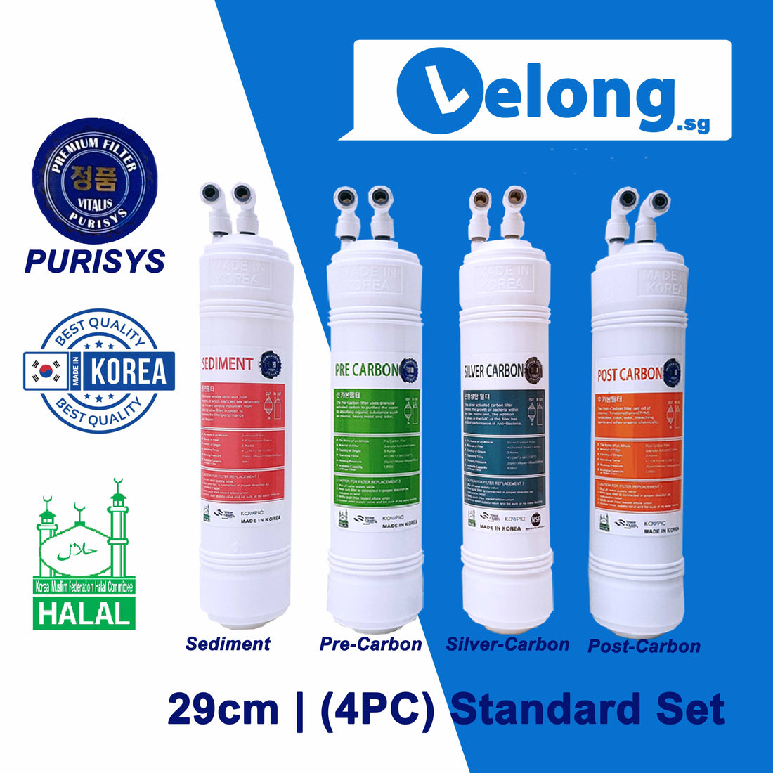 Lelong 29cm PuriSys Korea Water Filter Replacement Filter Cartridge, Water Dispenser, Water Purifier, Filters Cartridges