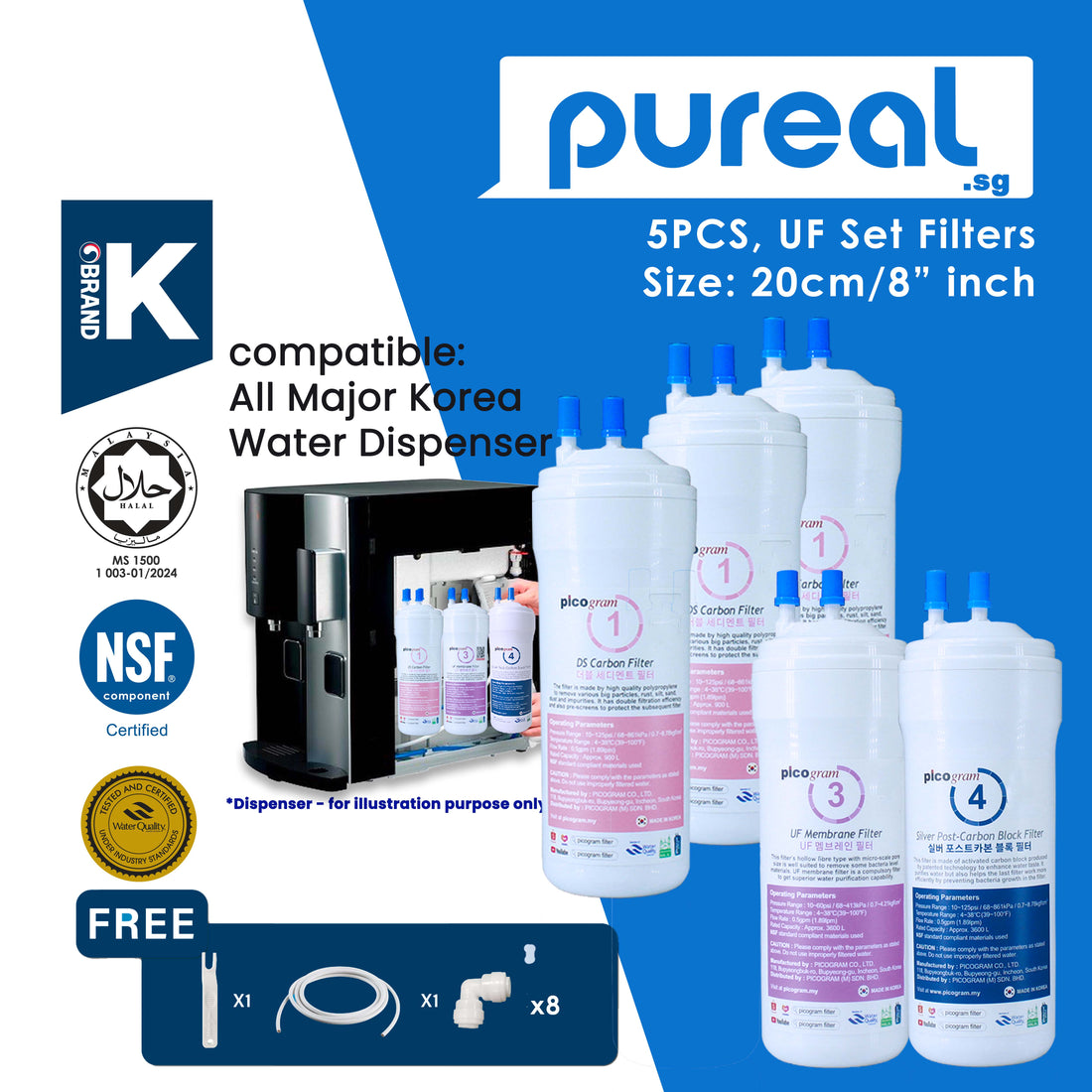 5PCS - Substitute Filters for 3m HCD2 water purifier, 5x time filtration performance, 3m hcd2 water dispenser replacement water filter cartridges