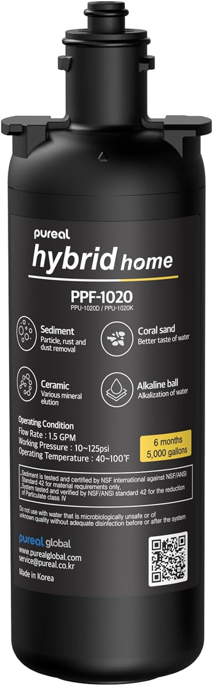 Pureal Hybrid Home PPU1020K Under Sink Water Filter System, 38,000 Litres, NSF 42 &amp; 372, food preparation, cooking, drinking &amp; showering