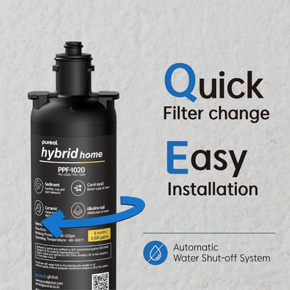 Pureal Hybrid Home PPU1020K Under Sink Water Filter System, 38,000 Litres, NSF 42 &amp; 372, food preparation, cooking, drinking &amp; showering