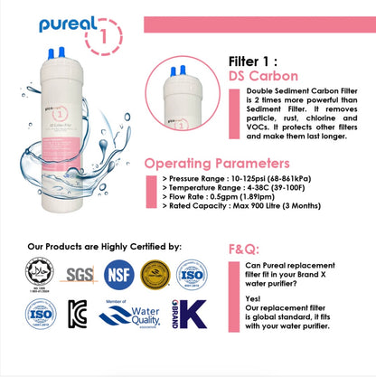 4PC UF Set , Korea Picogram Filters Cartridge for Korea Water Purifier, Coway, Cuckoo, Aox Tong Yang Magic Water Purifier Water Dispenser Water Filter