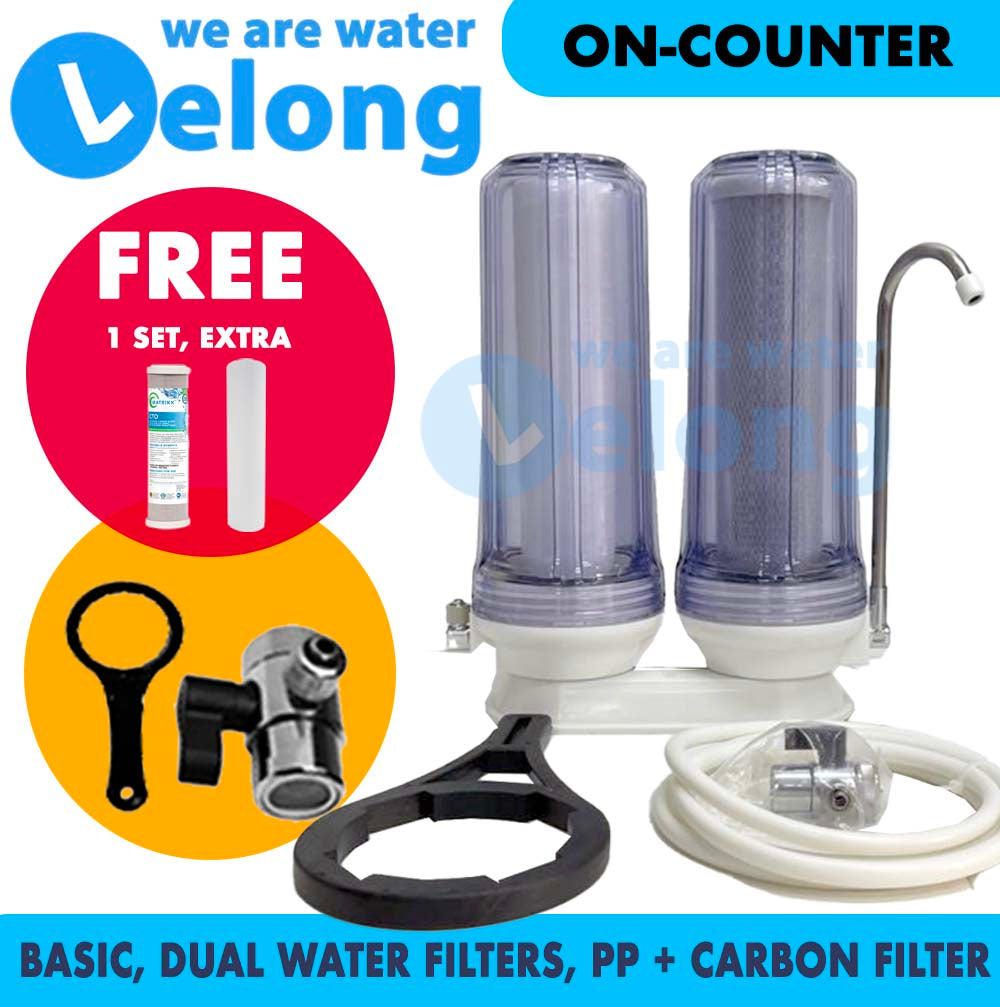 FG DOUBLE FIL HOUS S.ORING 1/4 W/10&quot; XPP+CTO Double Filters Countertop Basic Water Filters System