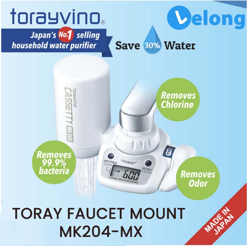TORAY FAUCET MOUNT WATER FILTER SYSTEM MK204-MX COMPACT, CLASSY, SAVING SPACING & HIGH FILTRATION PERFORMANCE