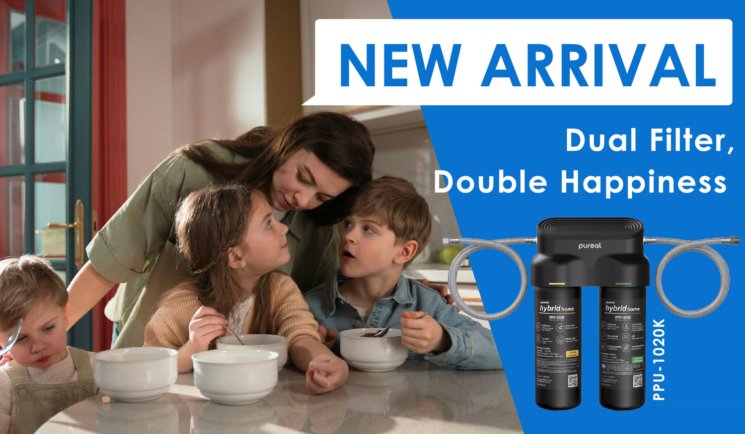 Pureal Hybrid Home PPU1020K Under Sink Water Filter System, 38,000 Litres, NSF 42 &amp; 372, food preparation, cooking, drinking &amp; showering