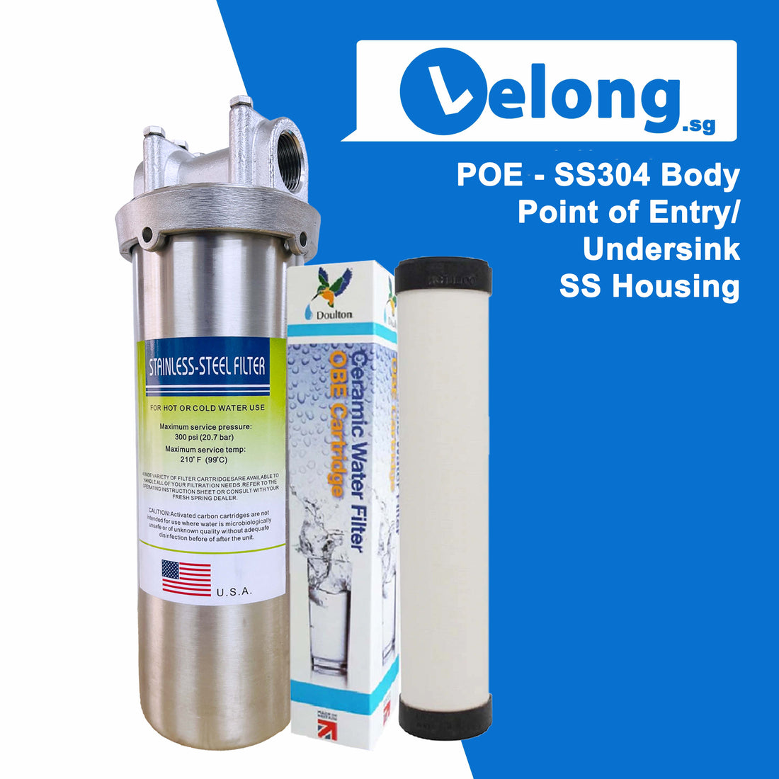 Doulton Slimline OBE Sterasyl/Ultracarb/Imperial OBE Sterasyl/ Ultracarb with Stainless Steel POE Housing - Advanced Cyst, Antibacterial, Sediment &amp; Rust Reduction for Clean, Pure Water