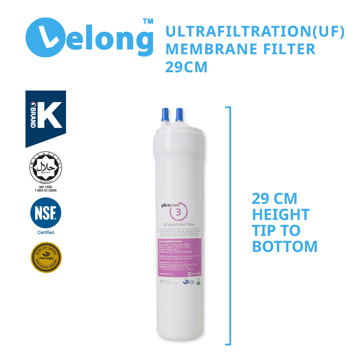 29cm/ 11" Korea Halal UF MEMBRANE Water Filter Cartridge Ultra Filtration 99.99% bacterial Free Inline U Type Water Purifier Replacement Cartridge Water Filter Cartridge Korea Water Filter Korea Water Filter Cartridge Korea Filter