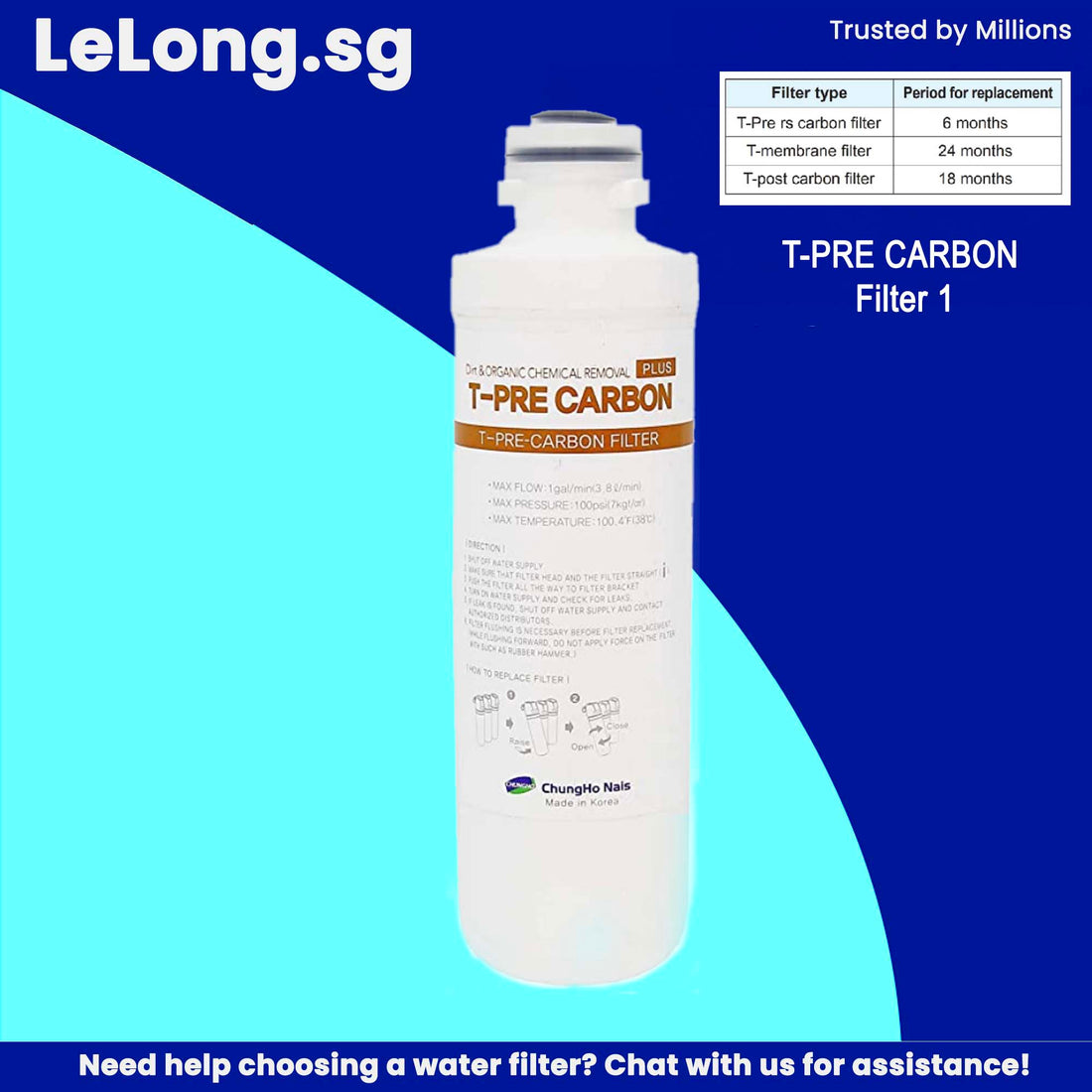 Chungho Water Purifier, T-PRE-CARBON FILTER REPLACEMENT CARTRIDGE