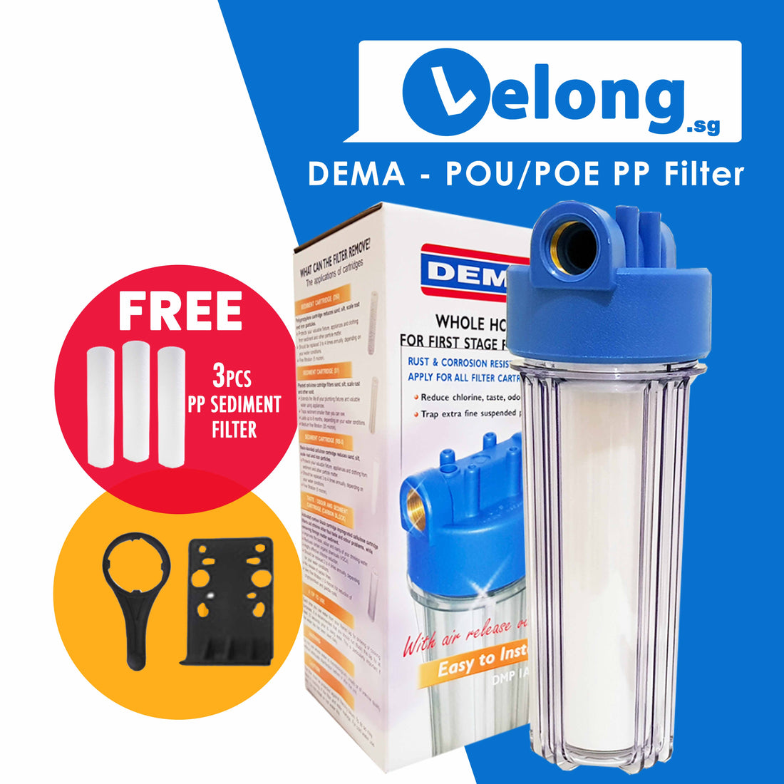 Dema Pipe POE, Point of Entry Water Filters Water Purifier PP Sediment Filters PP SEDIMENT