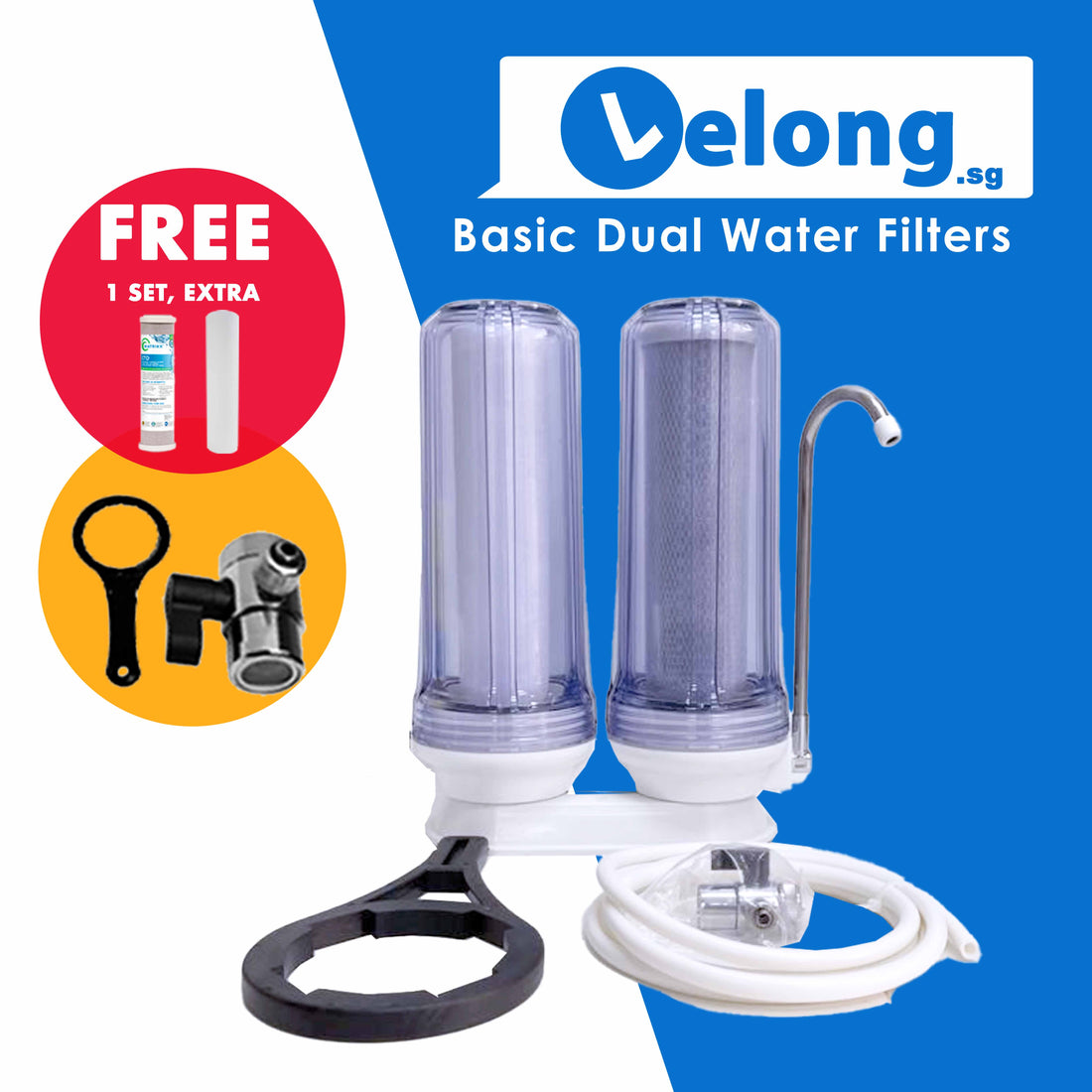 FG DOUBLE FIL HOUS S.ORING 1/4 W/10" XPP+CTO Double Filters Countertop Basic Water Filters System