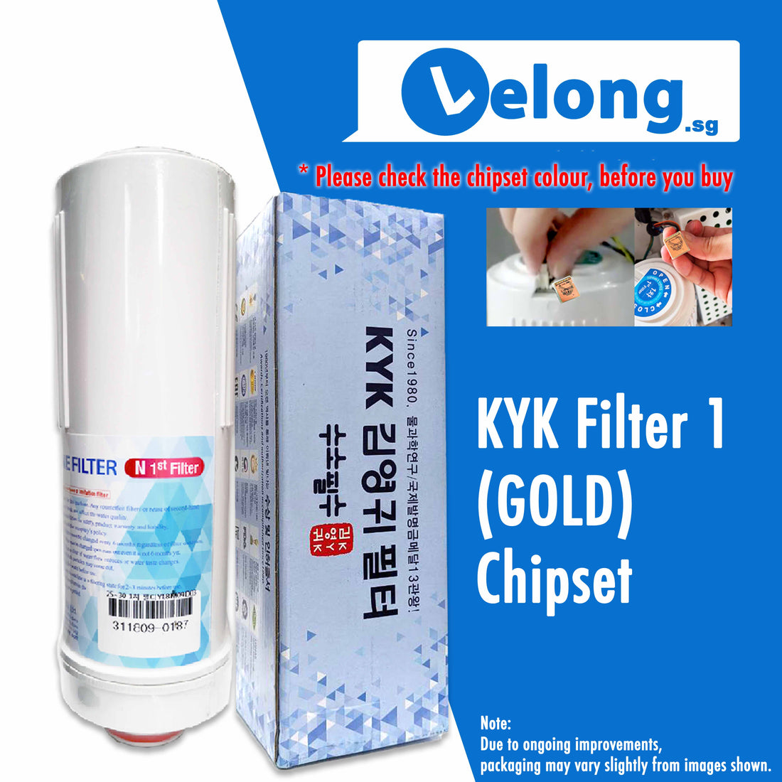 KYK FILTER 1, GOLD CHIPSET, KYK ALKALINE IONIZER - REPLACEMENT CARTRIDGE  FILTER N1, FILTER 1  [GOLD Chipset 6000K]