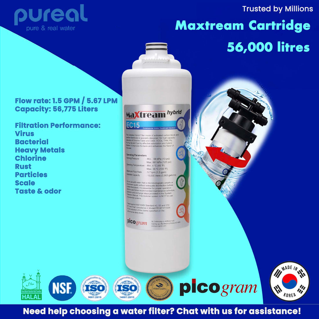 Replacement Cartridge / Pureal Maxtream Hybrid Commercial Water Purifier