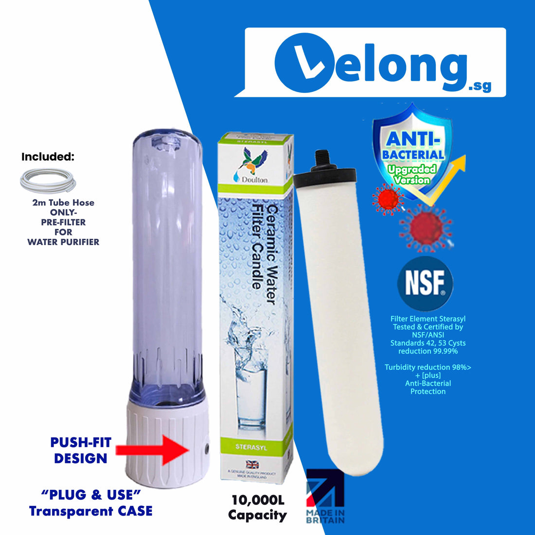 10" Ceramic Water Filter Housing OR with Doulton Sterasyl NSF Filter element