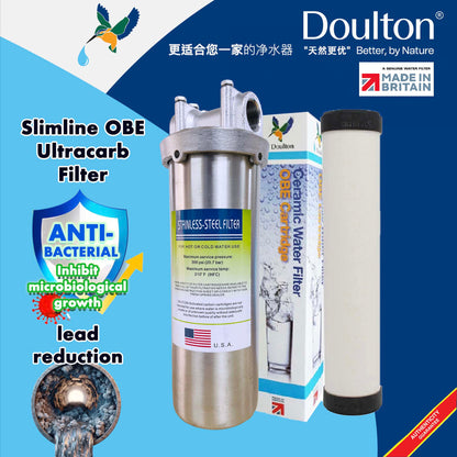 Doulton Slimline OBE Sterasyl/Ultracarb/Imperial OBE Sterasyl/ Ultracarb with Stainless Steel POE Housing - Advanced Cyst, Antibacterial, Sediment &amp; Rust Reduction for Clean, Pure Water