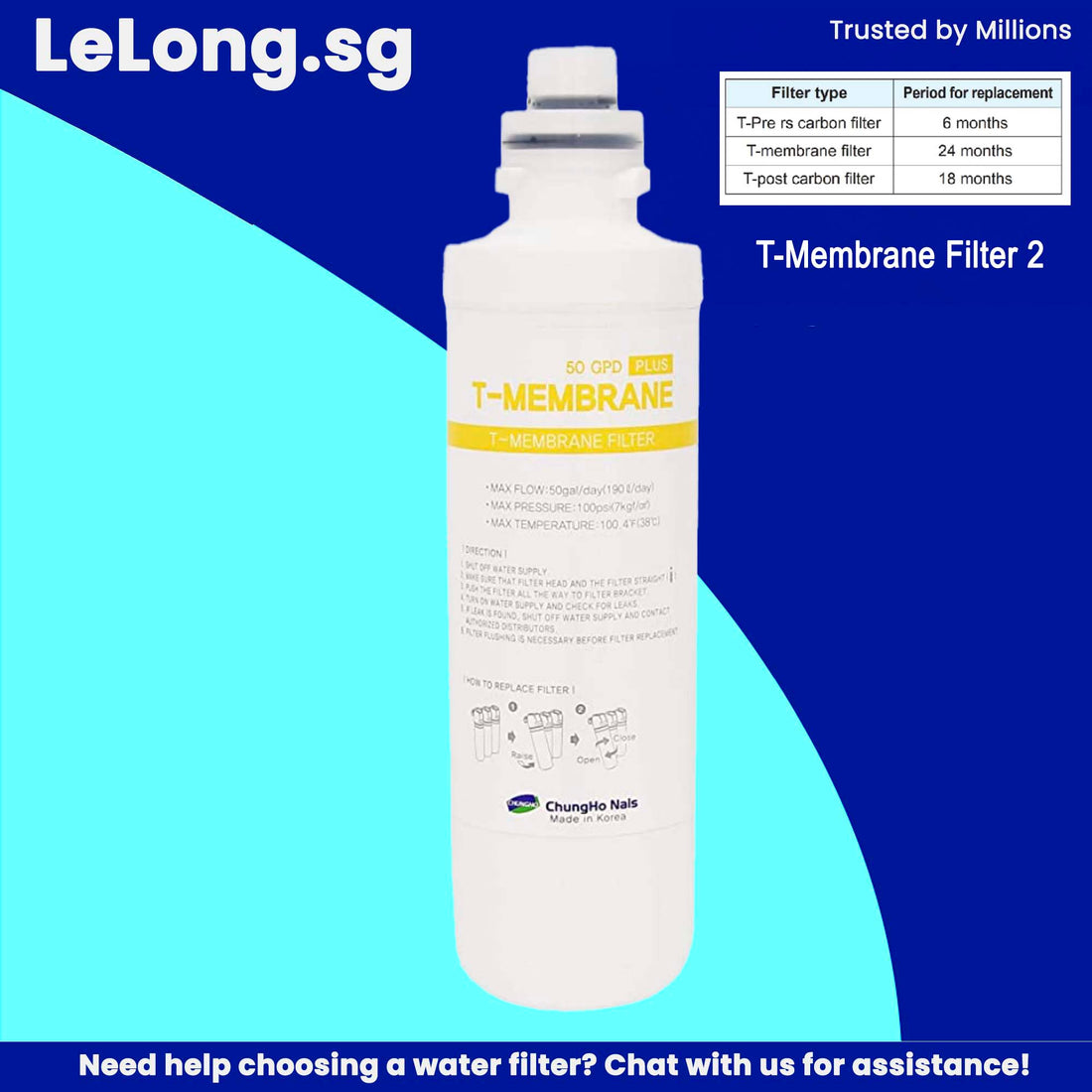 Chungho Water Purifier, T-MEMBRANE FILTER REPLACEMENT CARTRIDGE