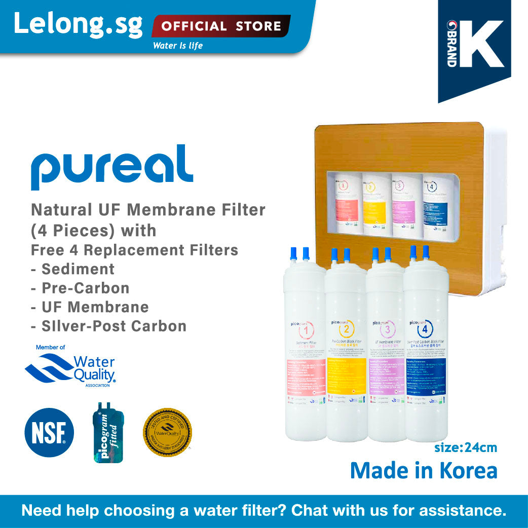 (FREE additional 4 UF set Filters) Premium Korea Brand, Pureal Picogram Made in Korea, Ultra Fine Filtration Water Purifier System