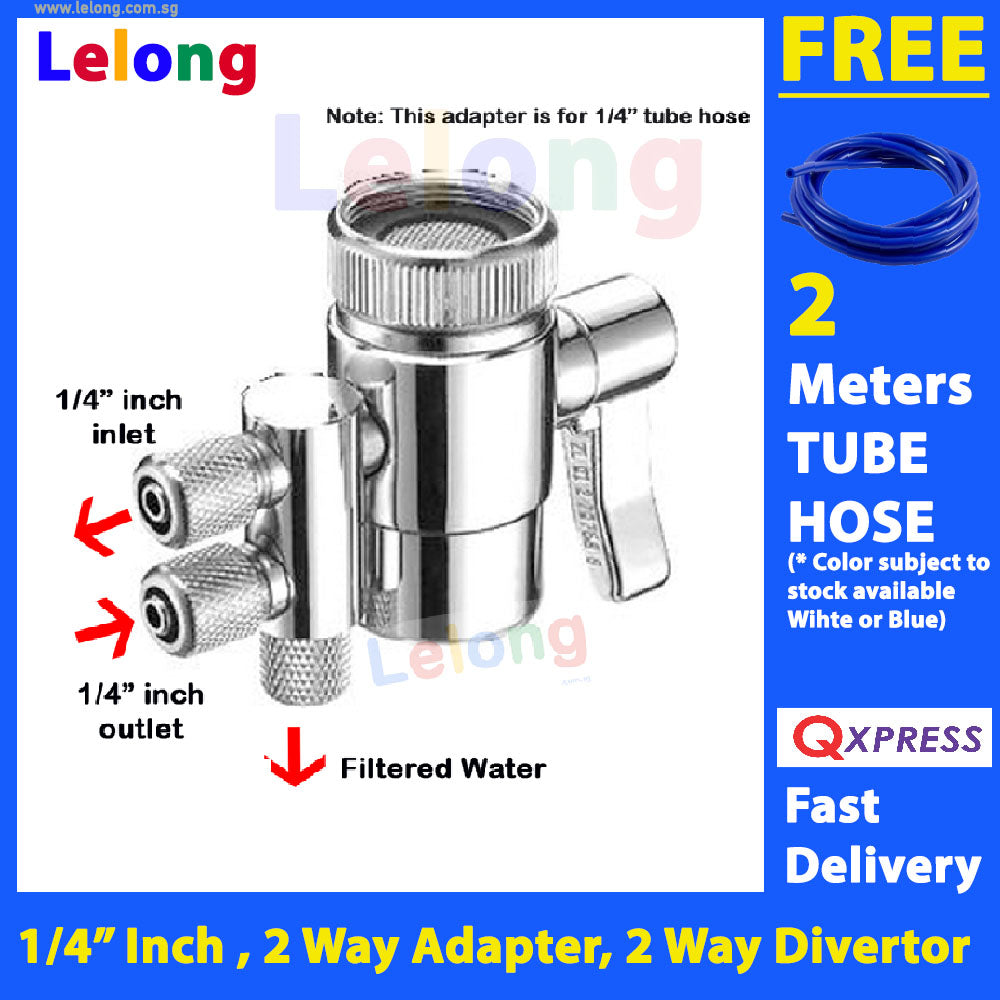 2 Ways Faucet Adapter, 1/4 inches input output, 2 Ways Faucet Diverter for water filters system