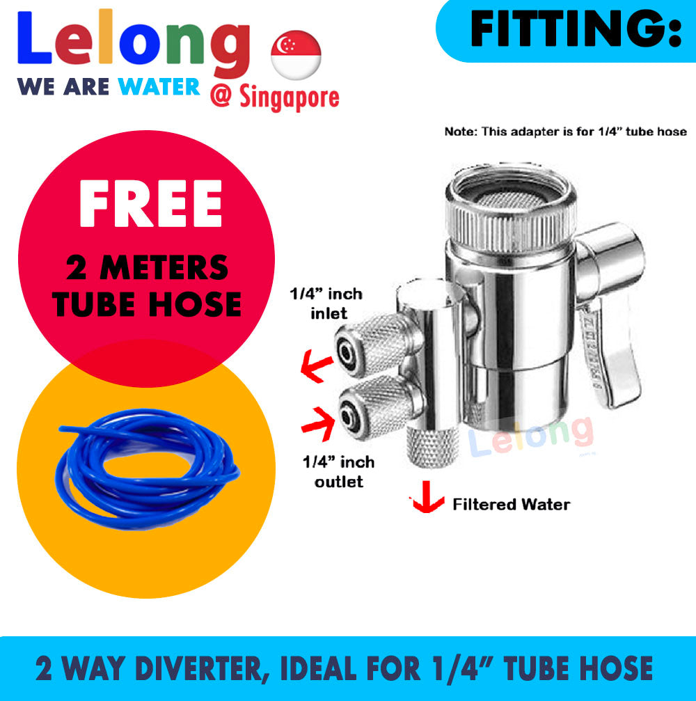 2 Ways Faucet Adapter, 1/4 inches input output, 2 Ways Faucet Diverter for water filters system